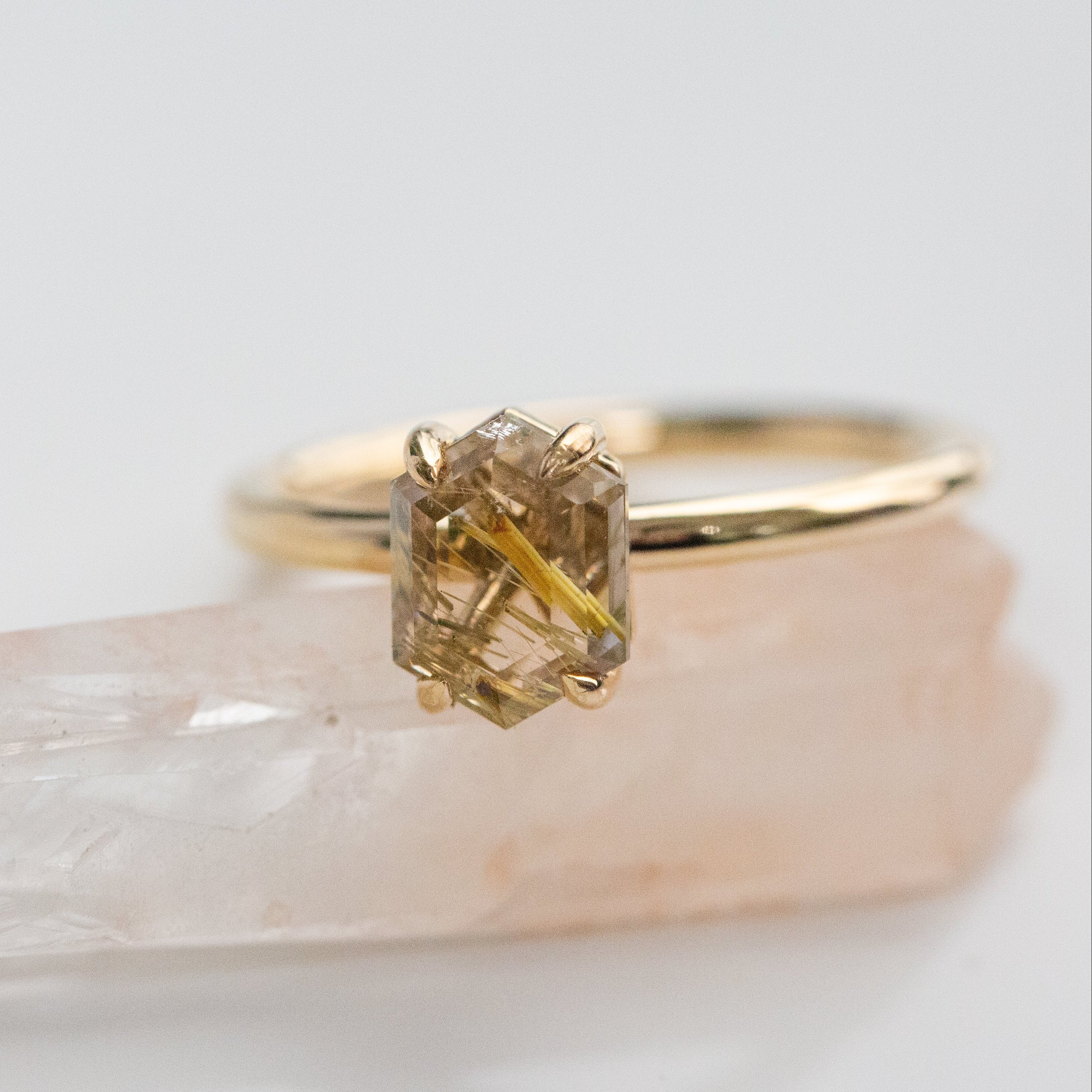 "Aurum" - Hexagon Cut Solitaire Engagement Ring-Staghead Designs