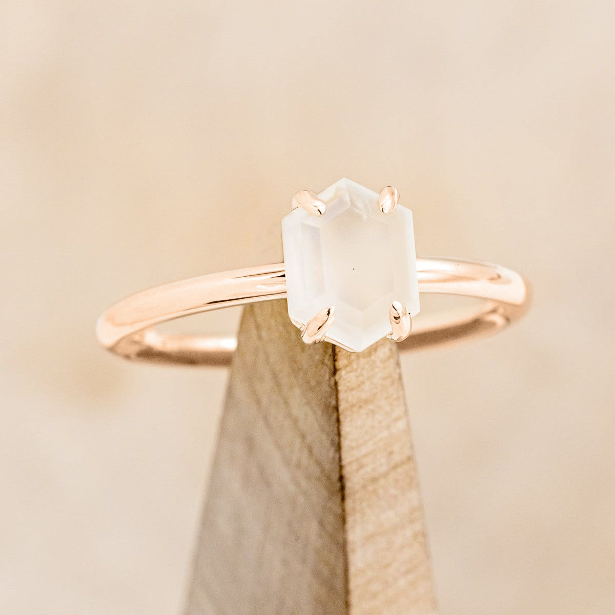 "AURUM" - HEXAGON CUT SOLITAIRE ENGAGEMENT RING-Staghead Designs