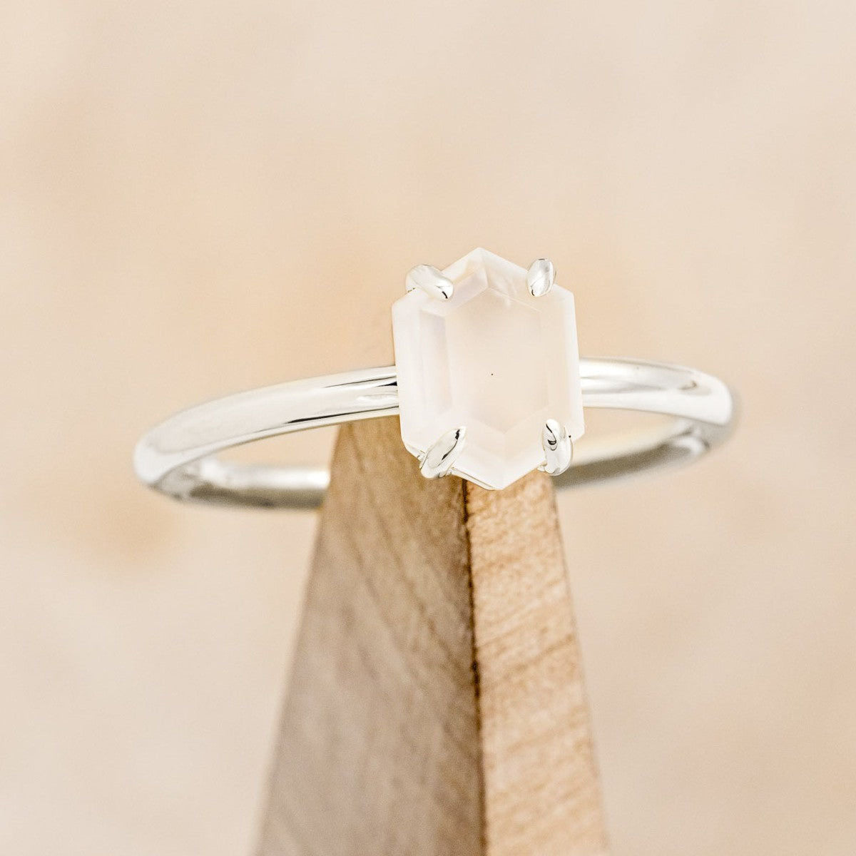 "AURUM" - HEXAGON CUT SOLITAIRE ENGAGEMENT RING-Staghead Designs