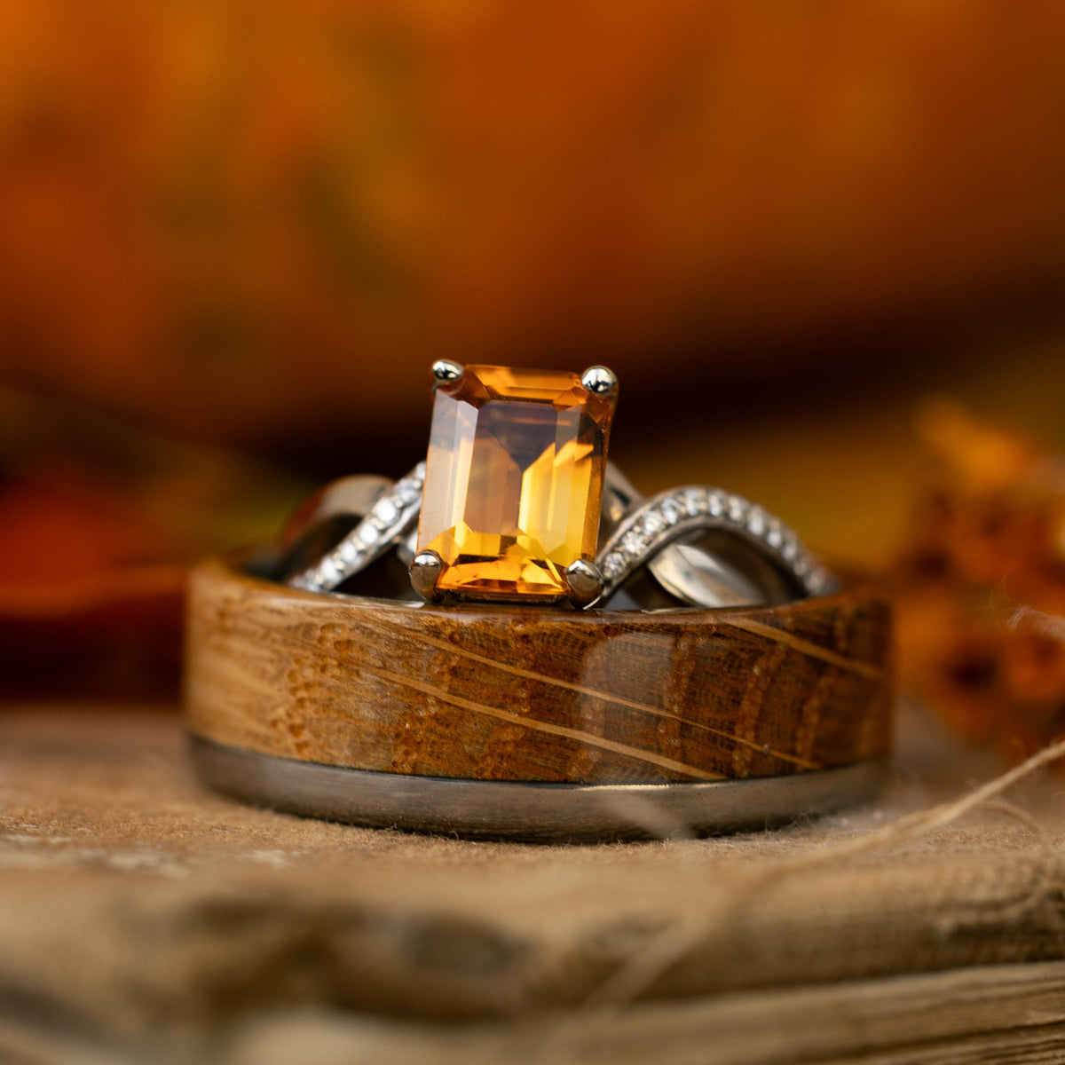 "EZRA" - WHISKEY BARREL OAK WEDDING BAND-Staghead Designs