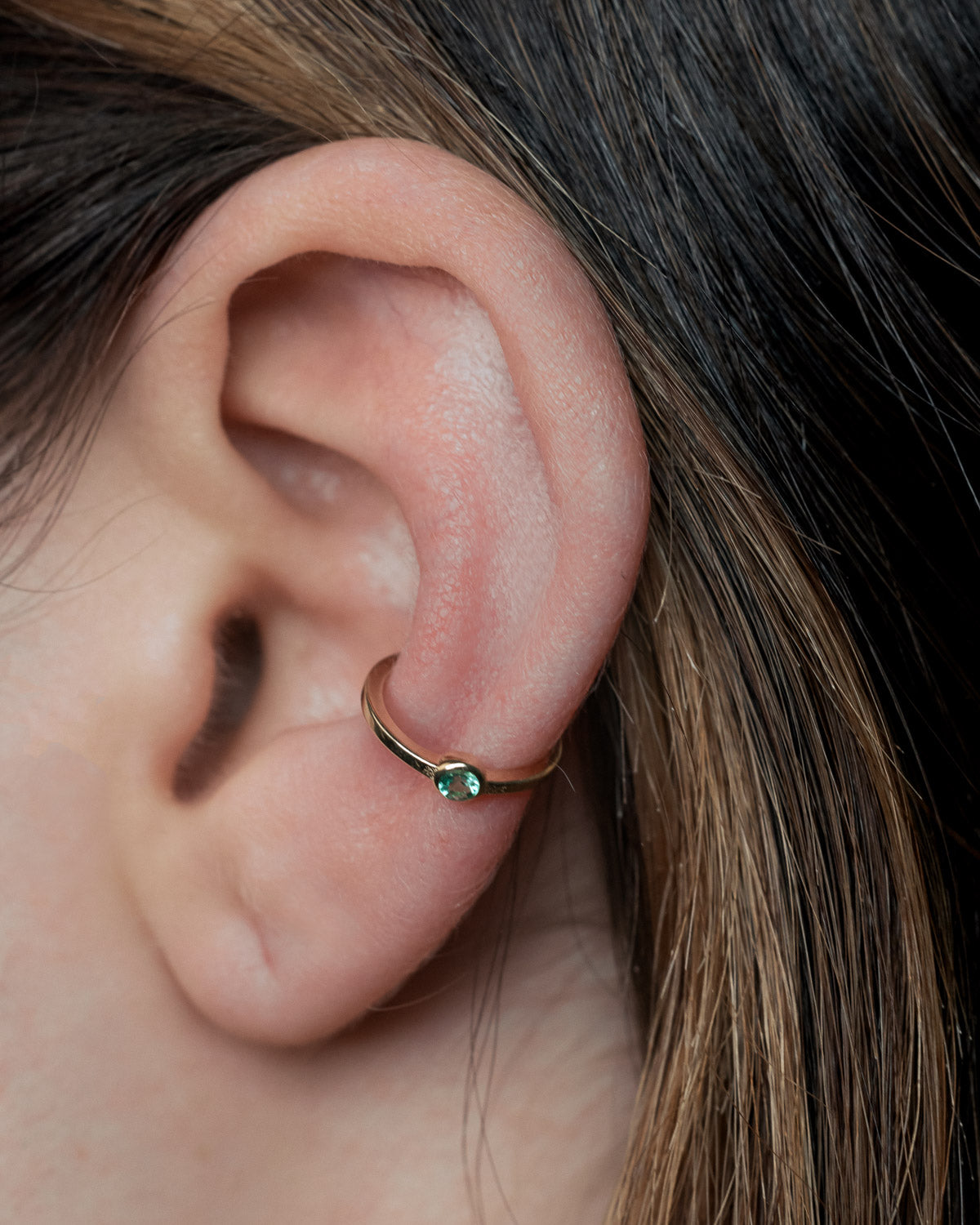 BEZEL SET EMERALD EARRING CUFFS-Staghead Designs