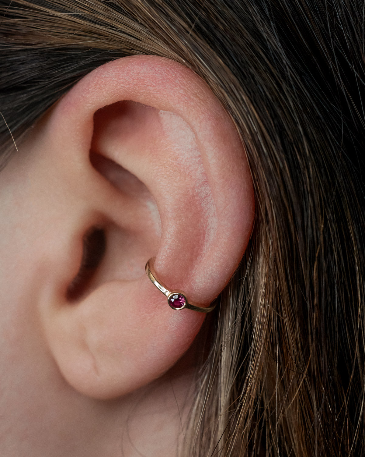 BEZEL SET RUBY EARRING CUFFS-Staghead Designs