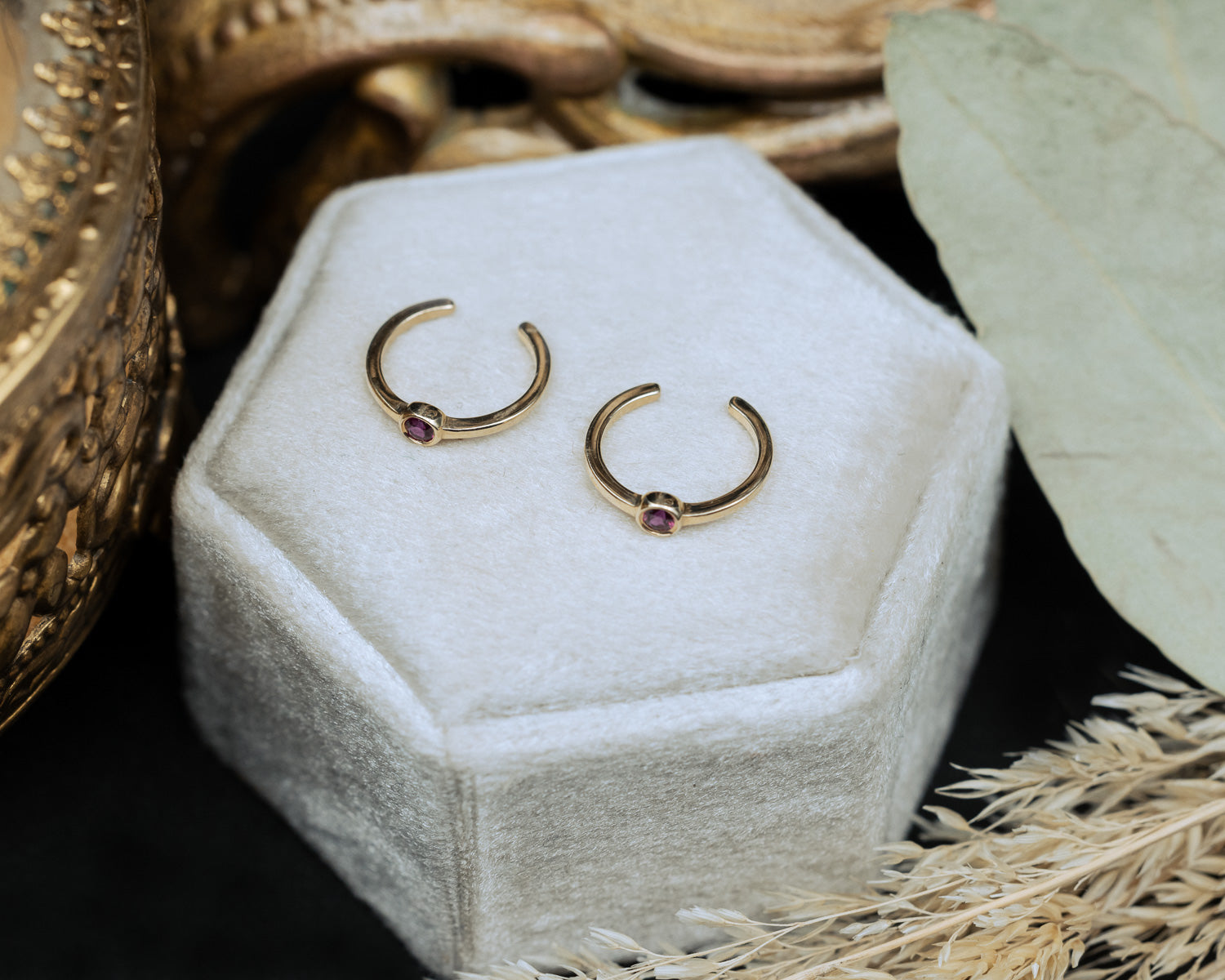 BEZEL SET RUBY EARRING CUFFS-Staghead Designs