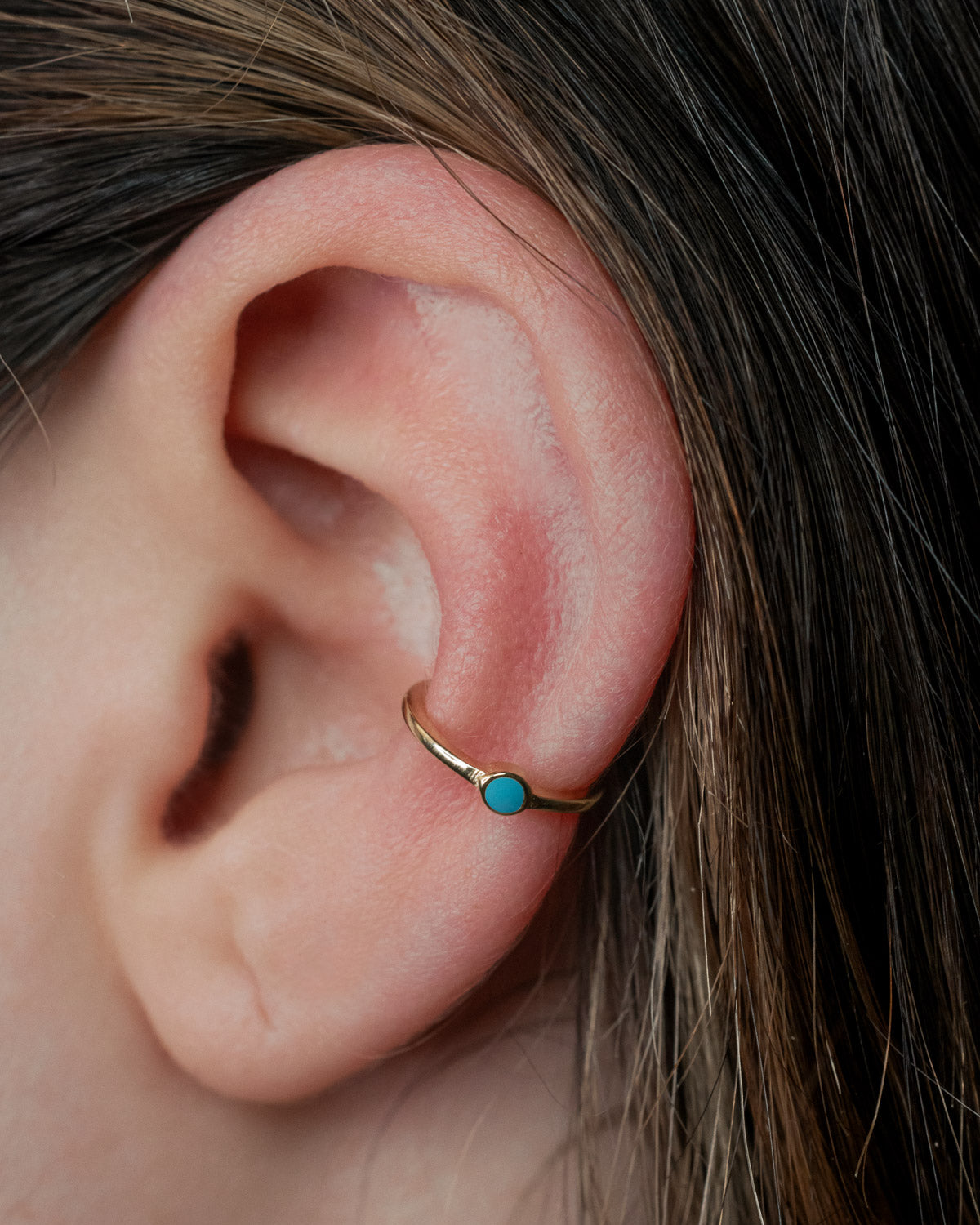 TURQUOISE ENAMEL BEZEL CUFF EARRINGS-Staghead Designs
