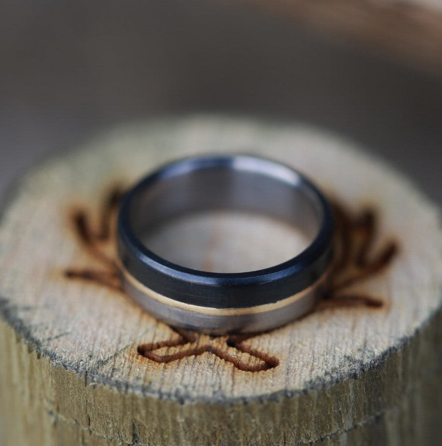 BLACK ZIRCONIUM OVERLAY & A 14K GOLD INLAY WEDDING BAND-1