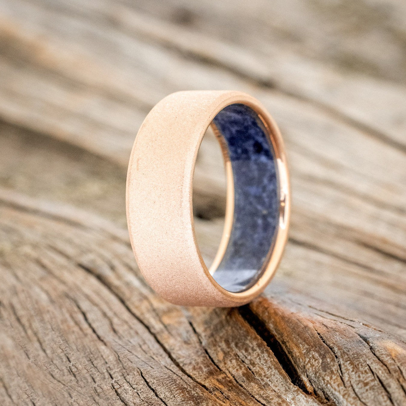 BLUE GOLDSTONE CHANNEL LINED RING WITH SANDBLASTED FINISH-1