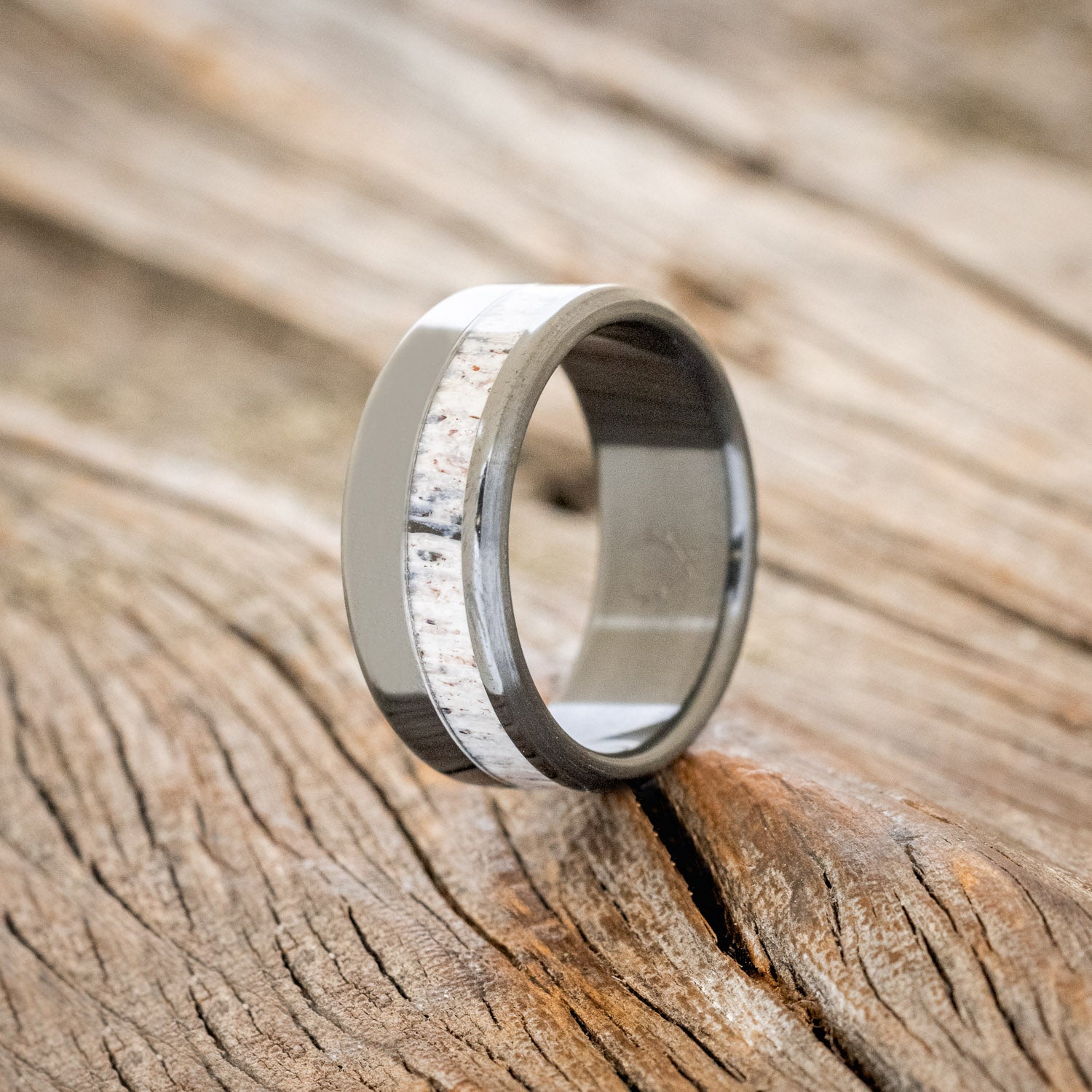 "CASTOR" - OFFSET ANTLER WEDDING RING-10