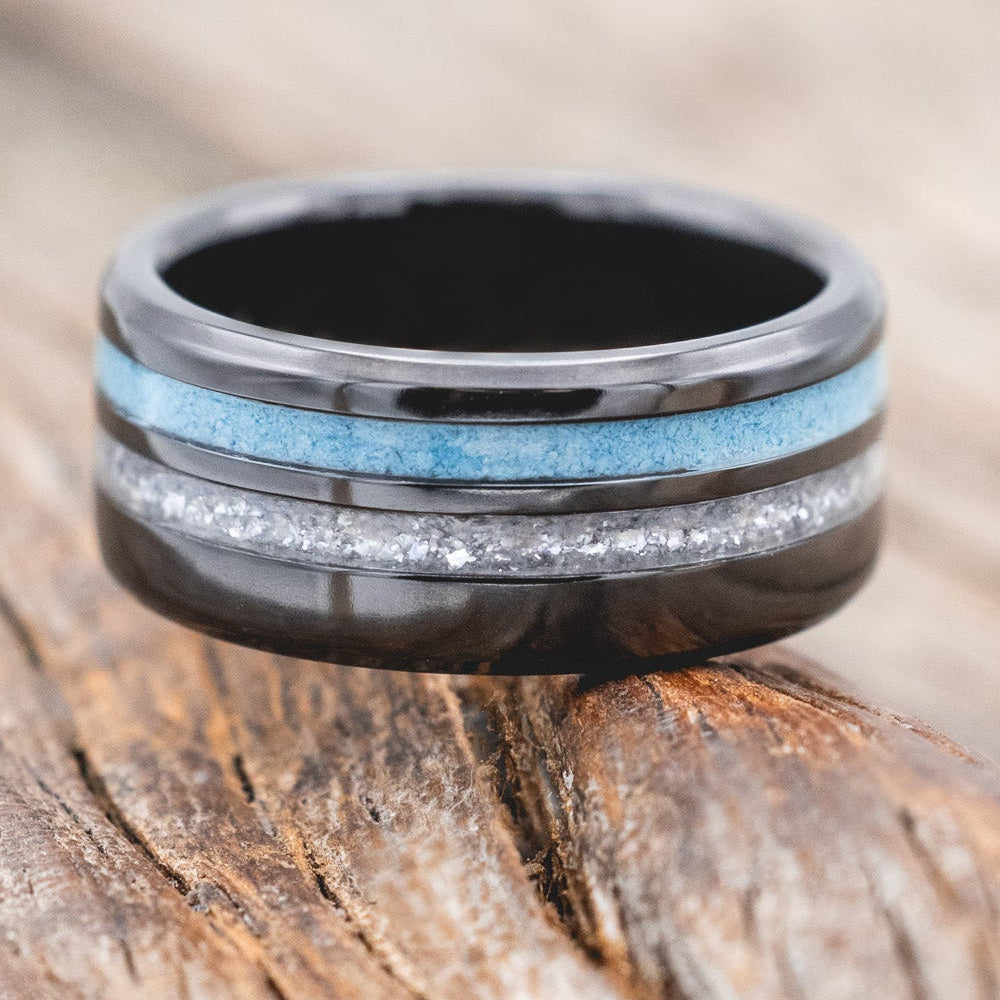 "COSMO" - DIAMOND DUST & TURQUOISE WEDDING BAND-Staghead Designs
