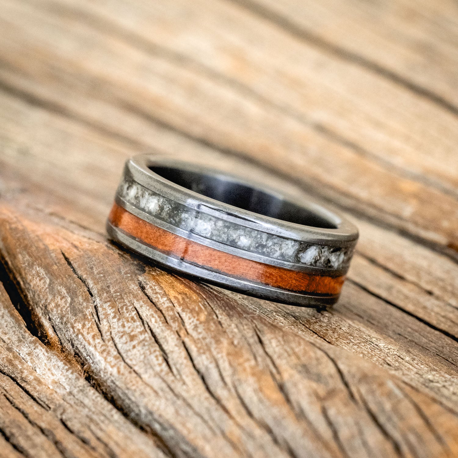"DYAD" - MOONSTONE & REDWOOD WEDDING BAND-2