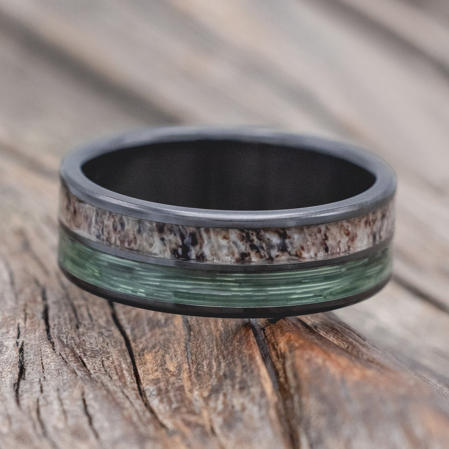 "DYAD" - ANTLER & FISHING LINE WEDDING BAND-Staghead Designs