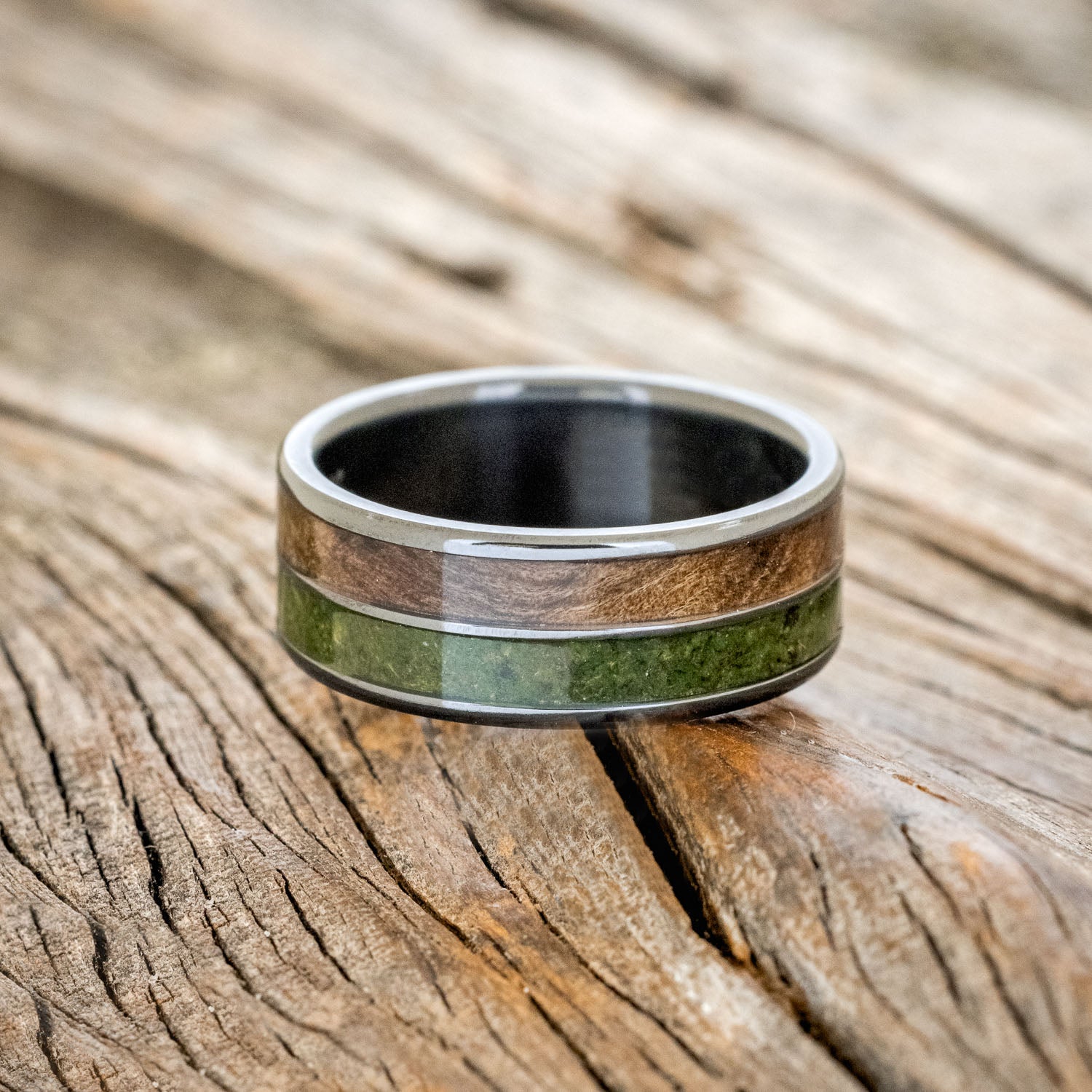 "DYAD" - MOSS & DRIFTWOOD WEDDING BAND-9