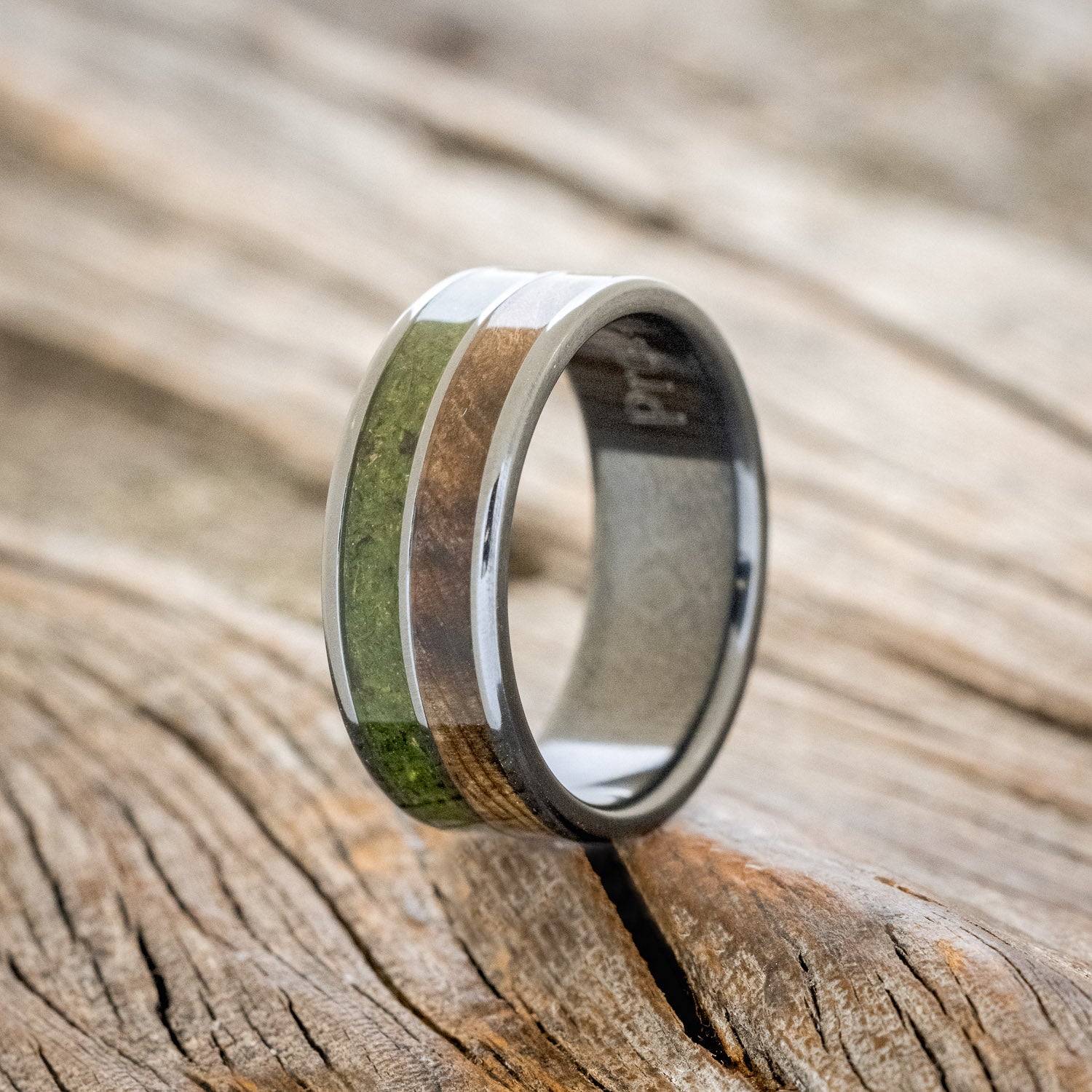 "DYAD" - MOSS & DRIFTWOOD WEDDING BAND-7