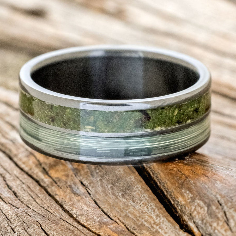 "DYAD" - MOSS & FISHING LINE WEDDING BAND-6
