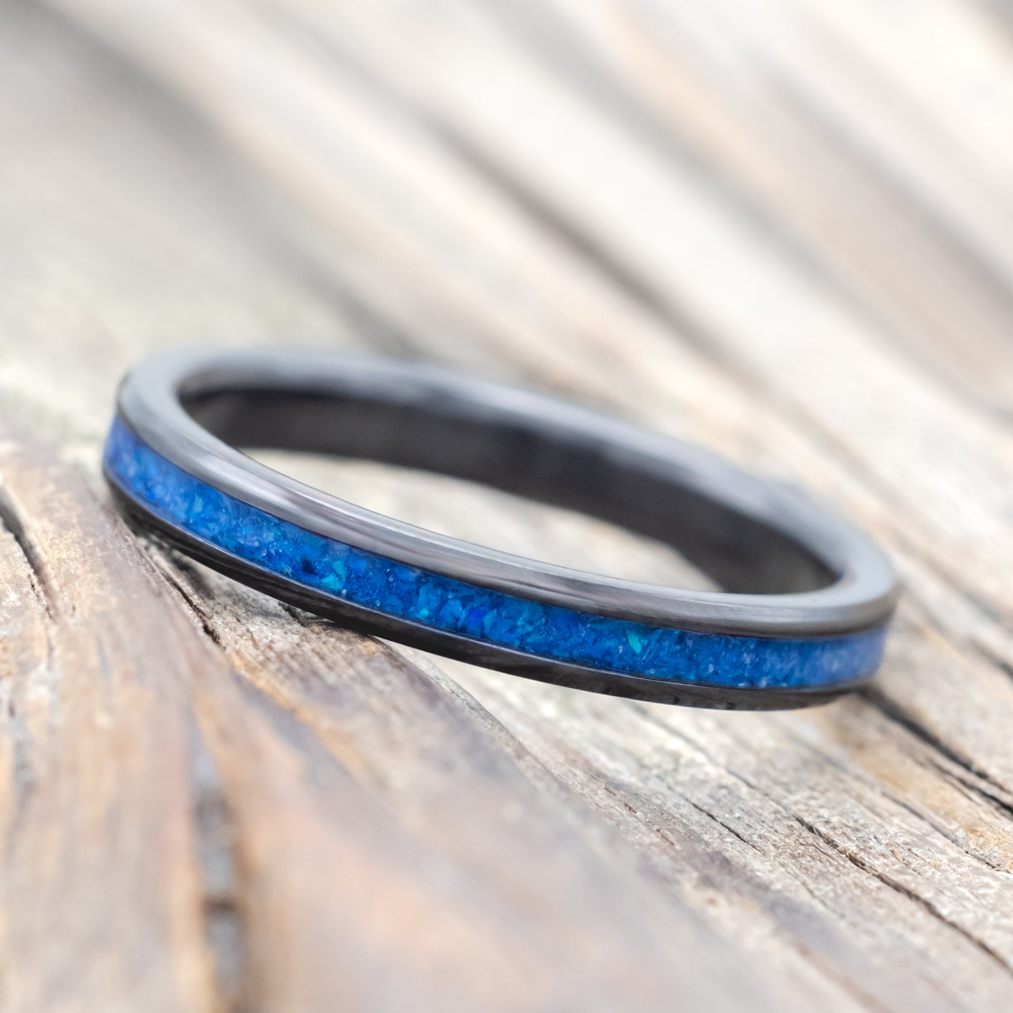 "ETERNA"- BLUE OPAL STACKING WEDDING BAND-Staghead Designs