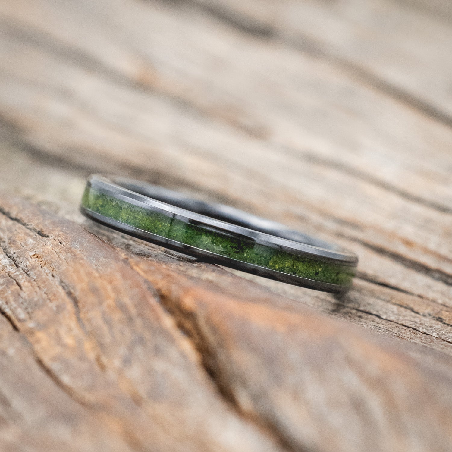 "ETERNA" - MOSS INLAY STACKING BAND-Staghead Designs