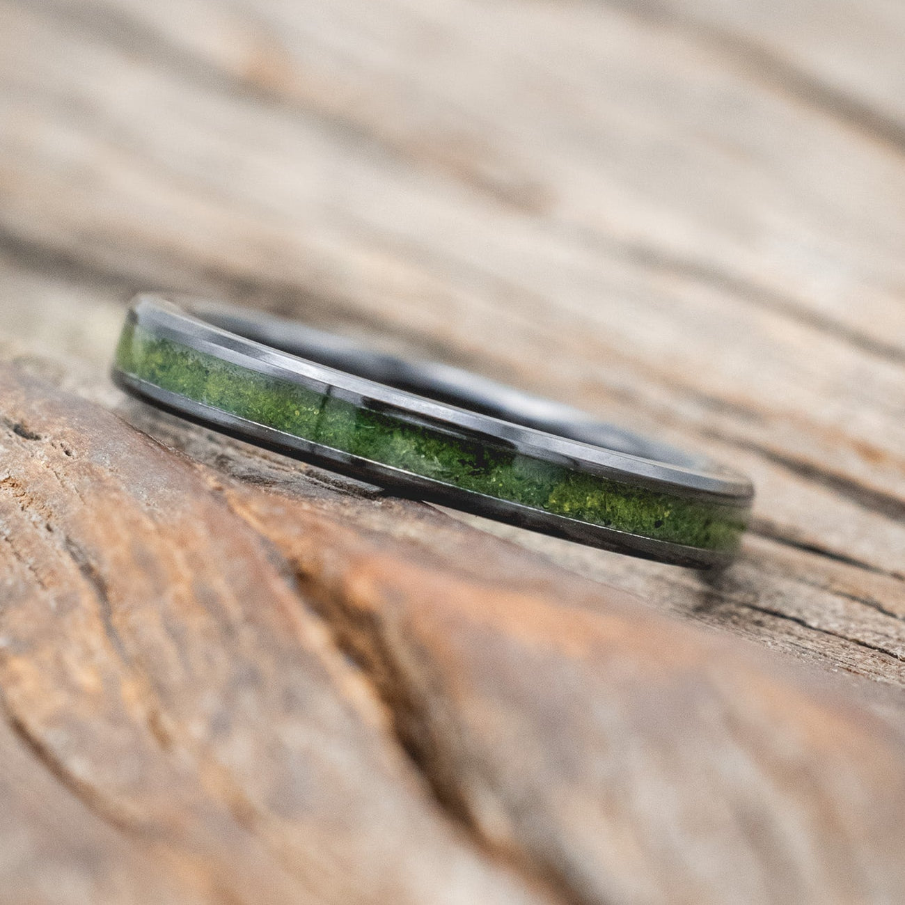 "ETERNA" - MOSS INLAY STACKING BAND-Staghead Designs