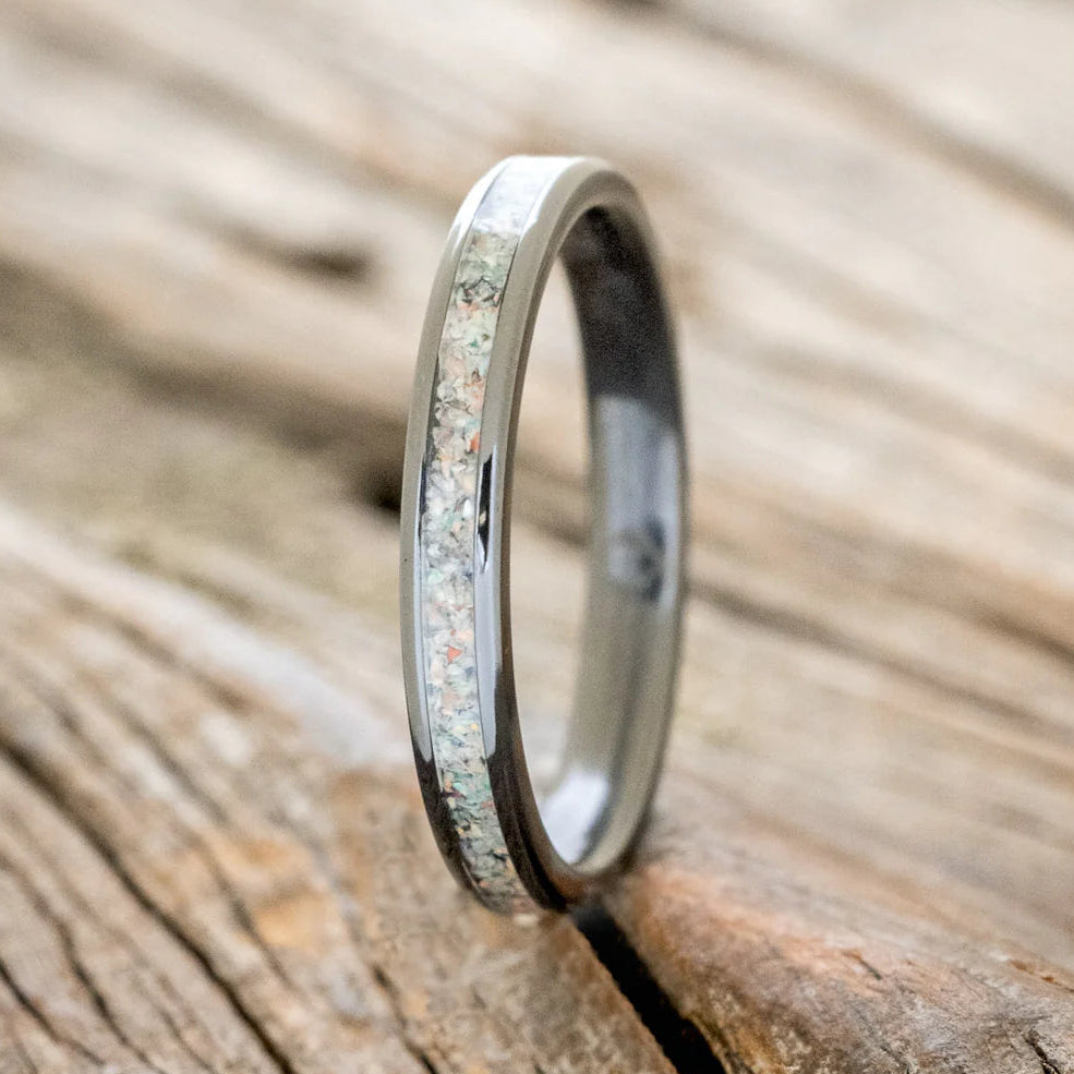 "Eterna" - Fire & Ice Opal Stacking Band - Black Zirconium (3mm) - Size 6 3/4-Staghead Designs