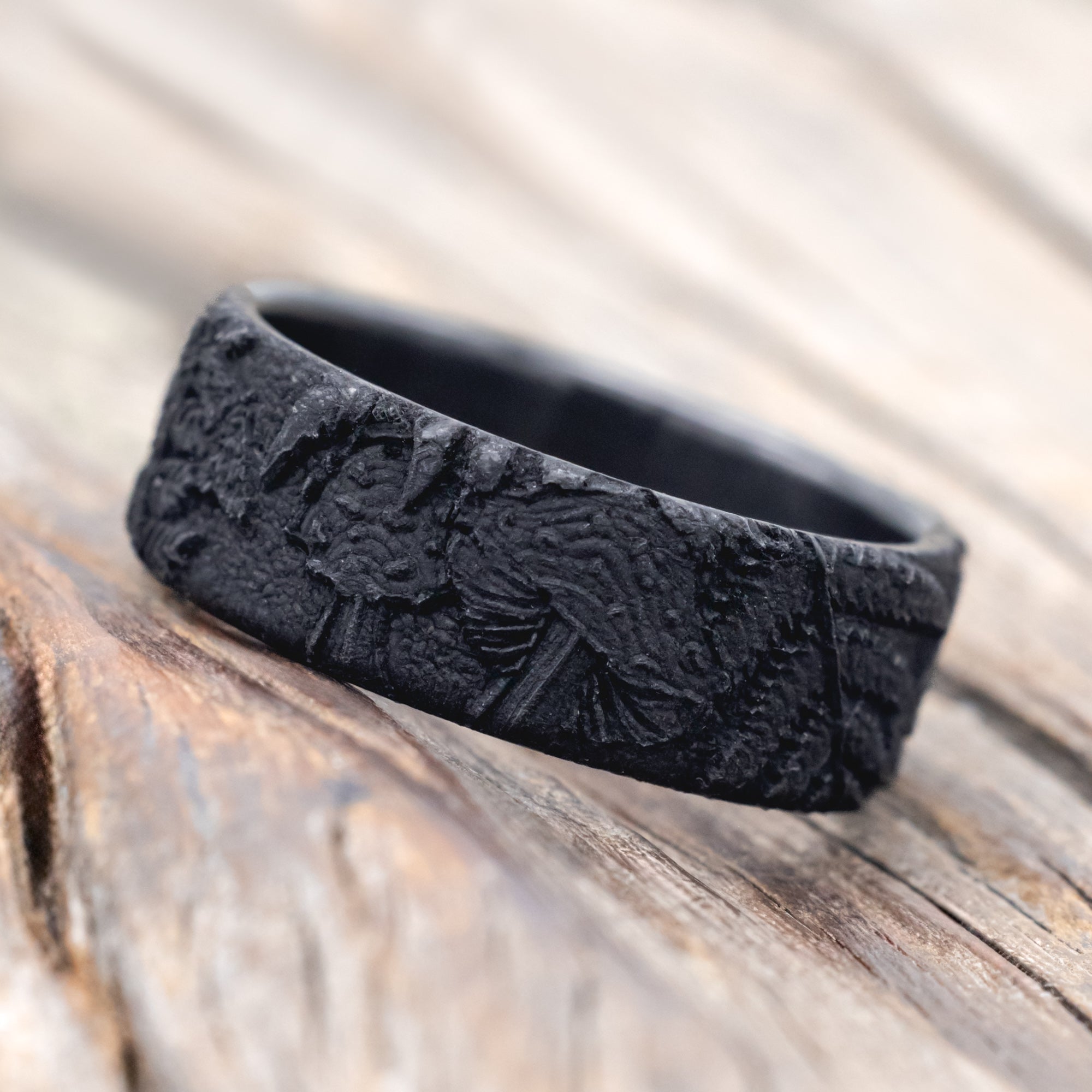 "FOREST" - 3D ENGRAVED MUSHROOM-INSPIRED WEDDING BAND-Staghead Designs