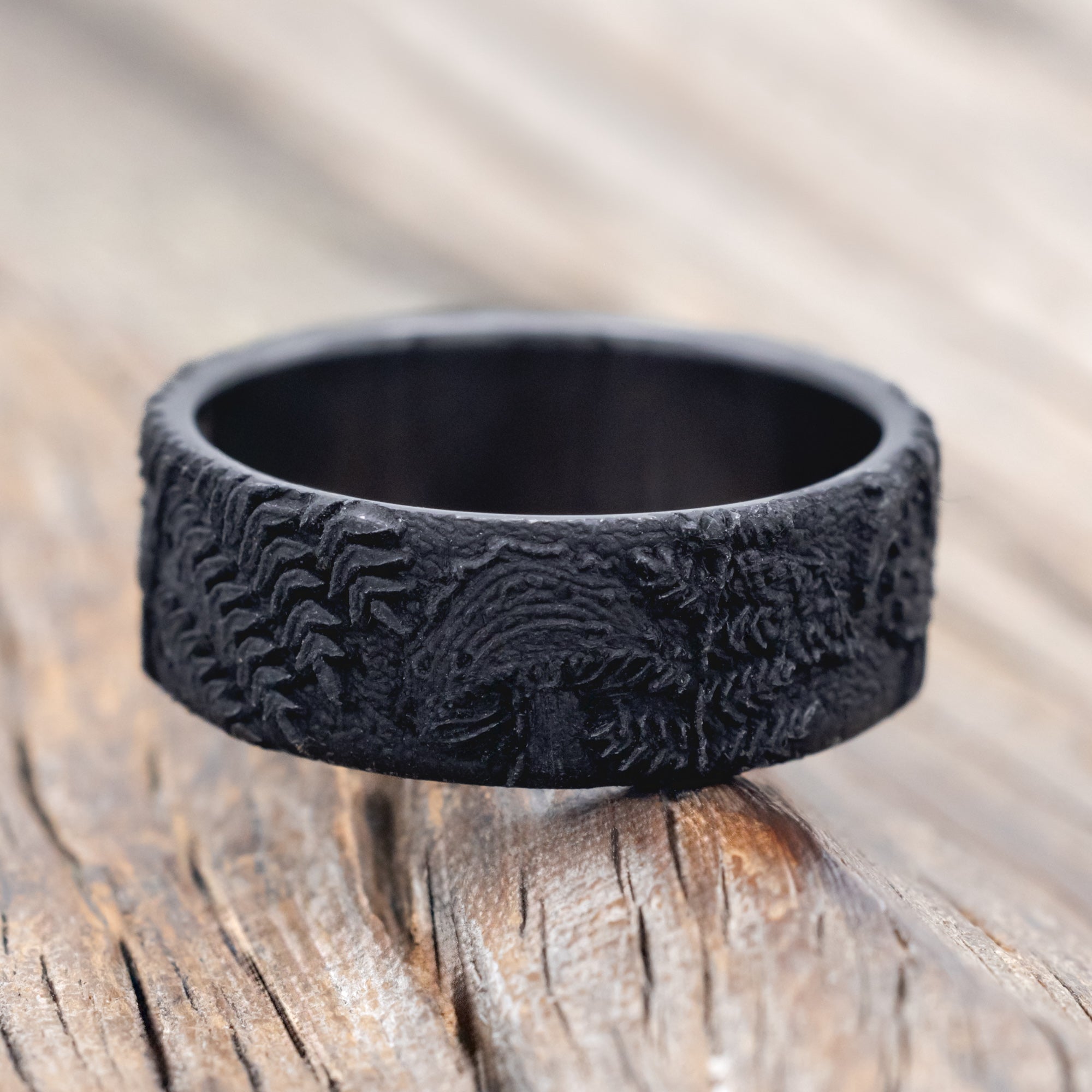 "FOREST" - 3D ENGRAVED MUSHROOM-INSPIRED WEDDING BAND-Staghead Designs