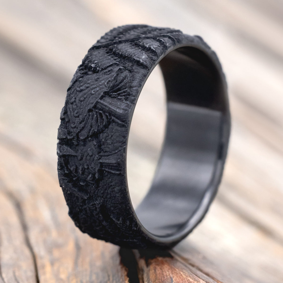 "FOREST" - 3D ENGRAVED MUSHROOM-INSPIRED WEDDING BAND-Staghead Designs
