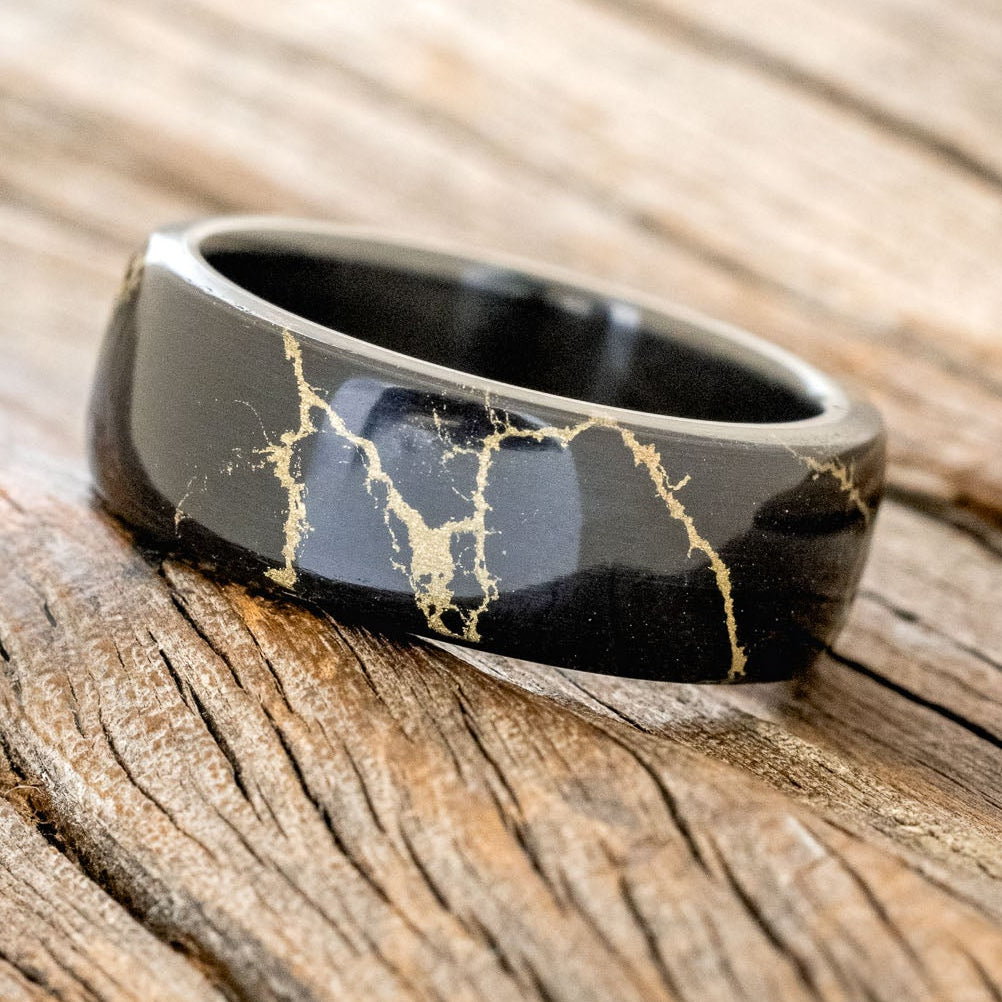 "HAVEN" - BLACK & GOLD MATRIX TRUSTONE WEDDING BAND-8