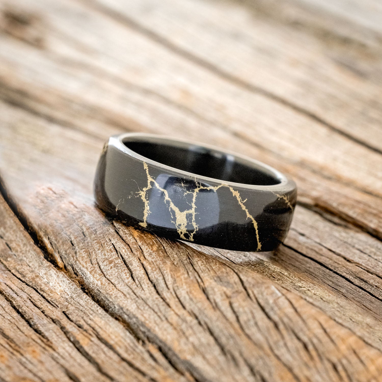 "HAVEN" - BLACK & GOLD MATRIX TRUSTONE WEDDING BAND-8