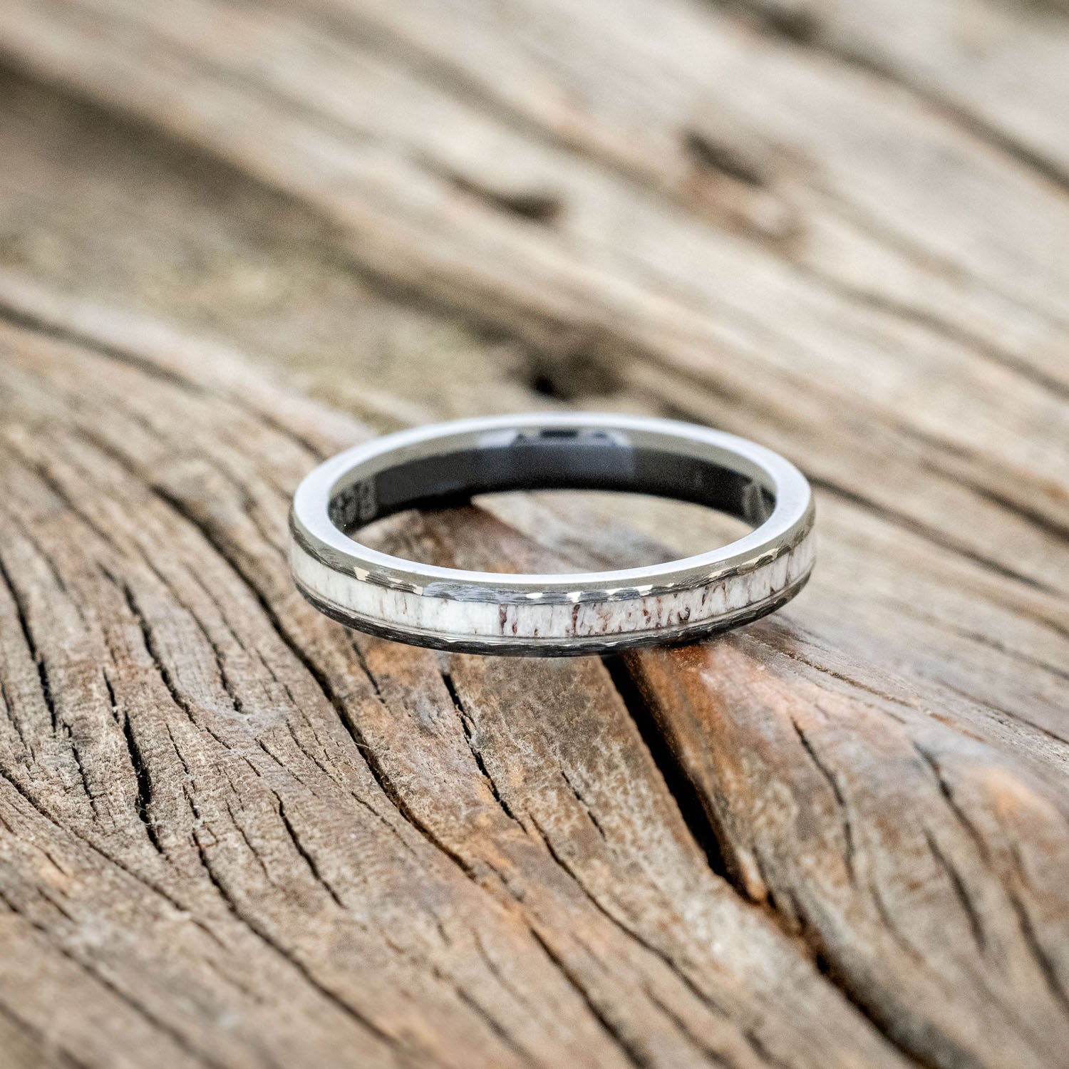 "ETERNA" - ANTLER STACKING BAND WITH A HAMMERED FINISH-8