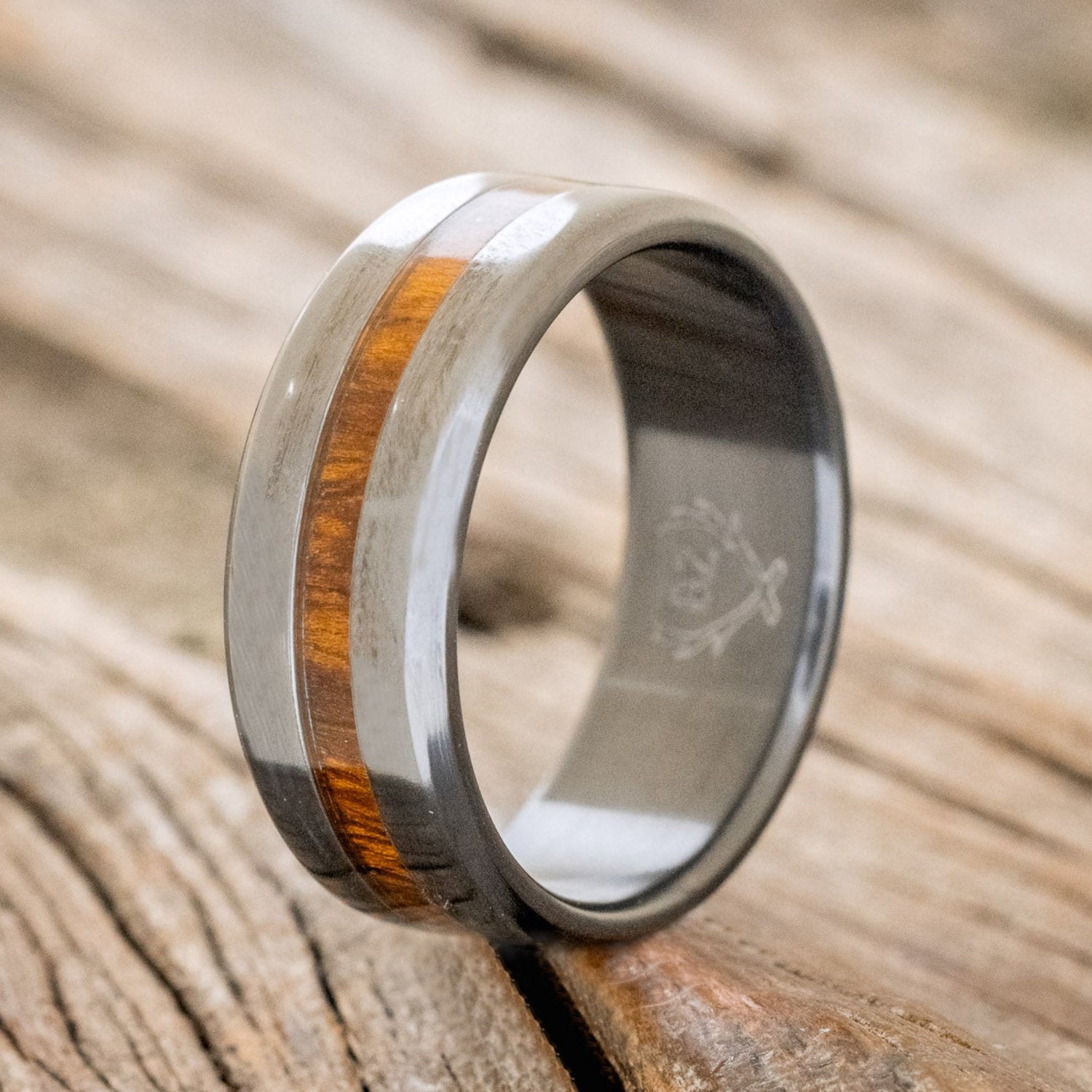 "NIRVANA" - CENTERED INLAY WEDDING BAND-Staghead Designs