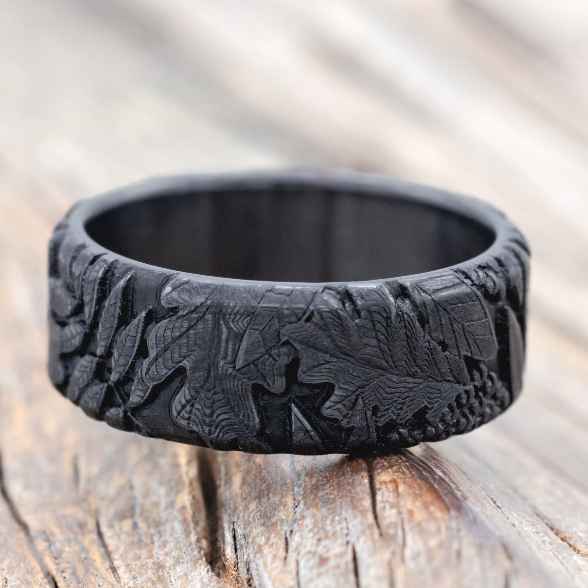 "OAK" - 3D ENGRAVED FOREST-INSPIRED WEDDING BAND-Staghead Designs
