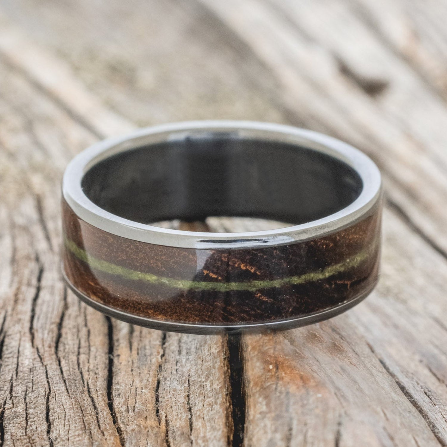 "RAINIER" - IRONWOOD & MOSS WEDDING BAND-6