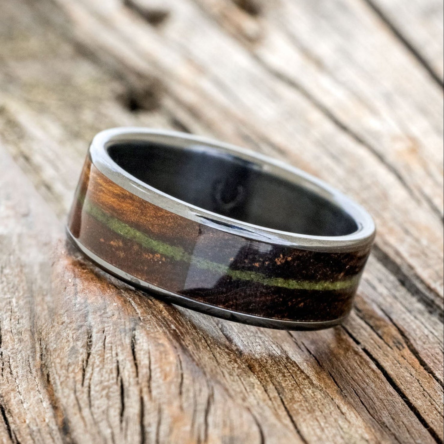 "RAINIER" - IRONWOOD & MOSS WEDDING BAND-5