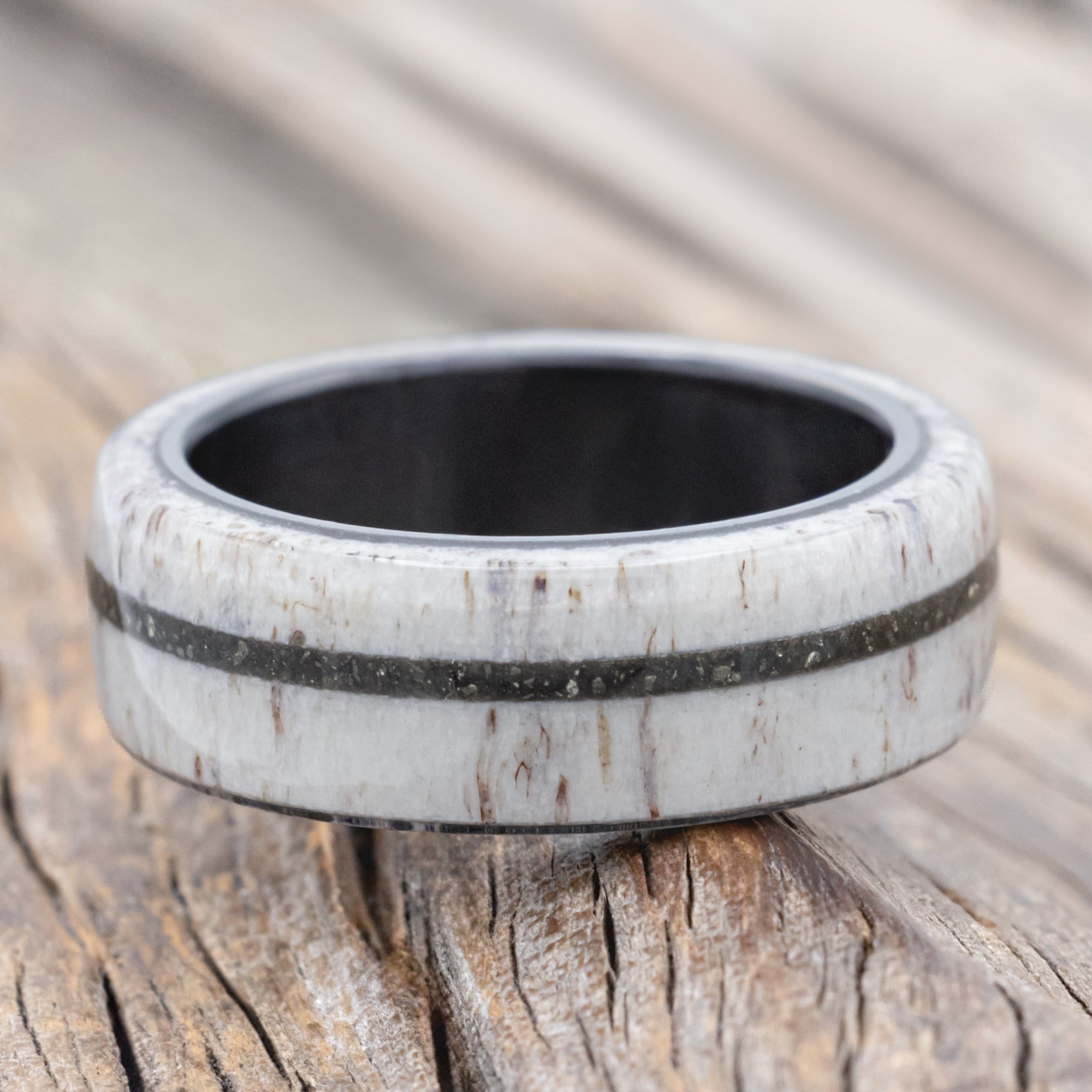 "Remmy" - Antler & Pyrite Wedding Band-Staghead Designs