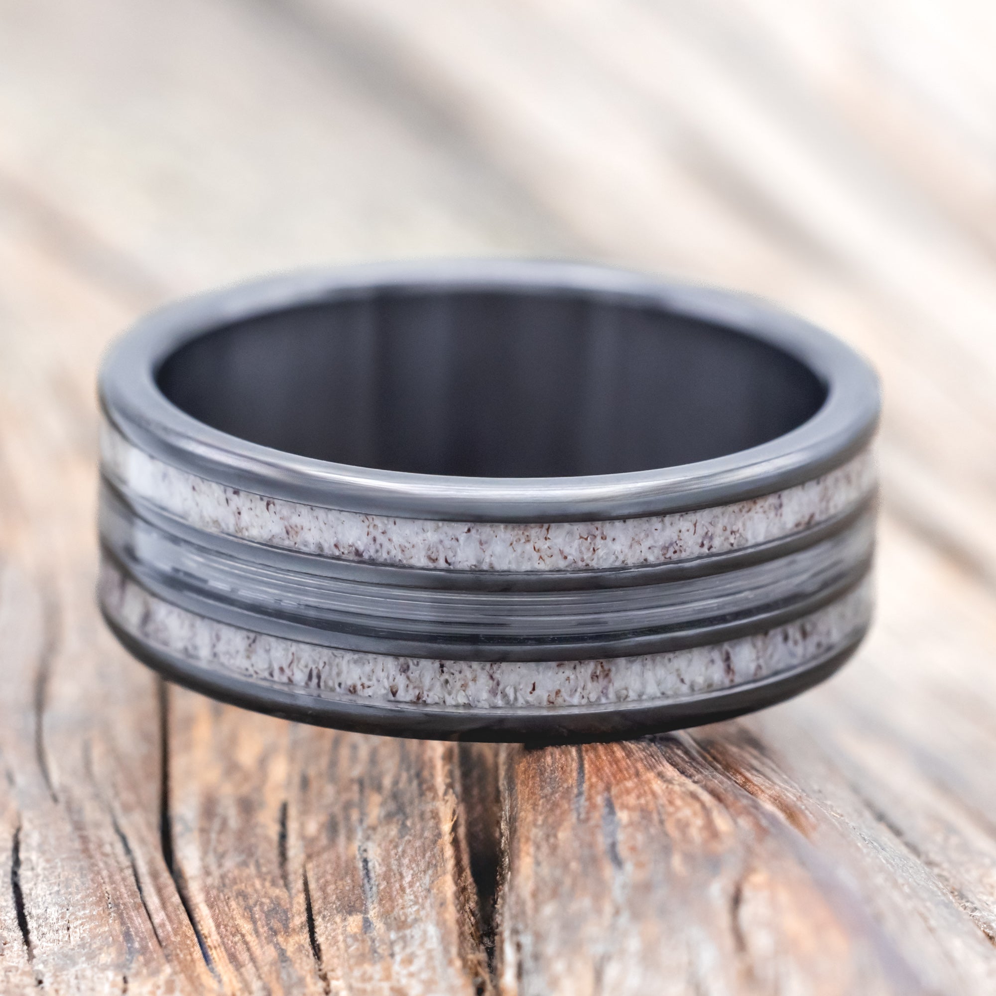 "RIO" - ANTLER & FISHING LINE WEDDING BAND-Staghead Designs