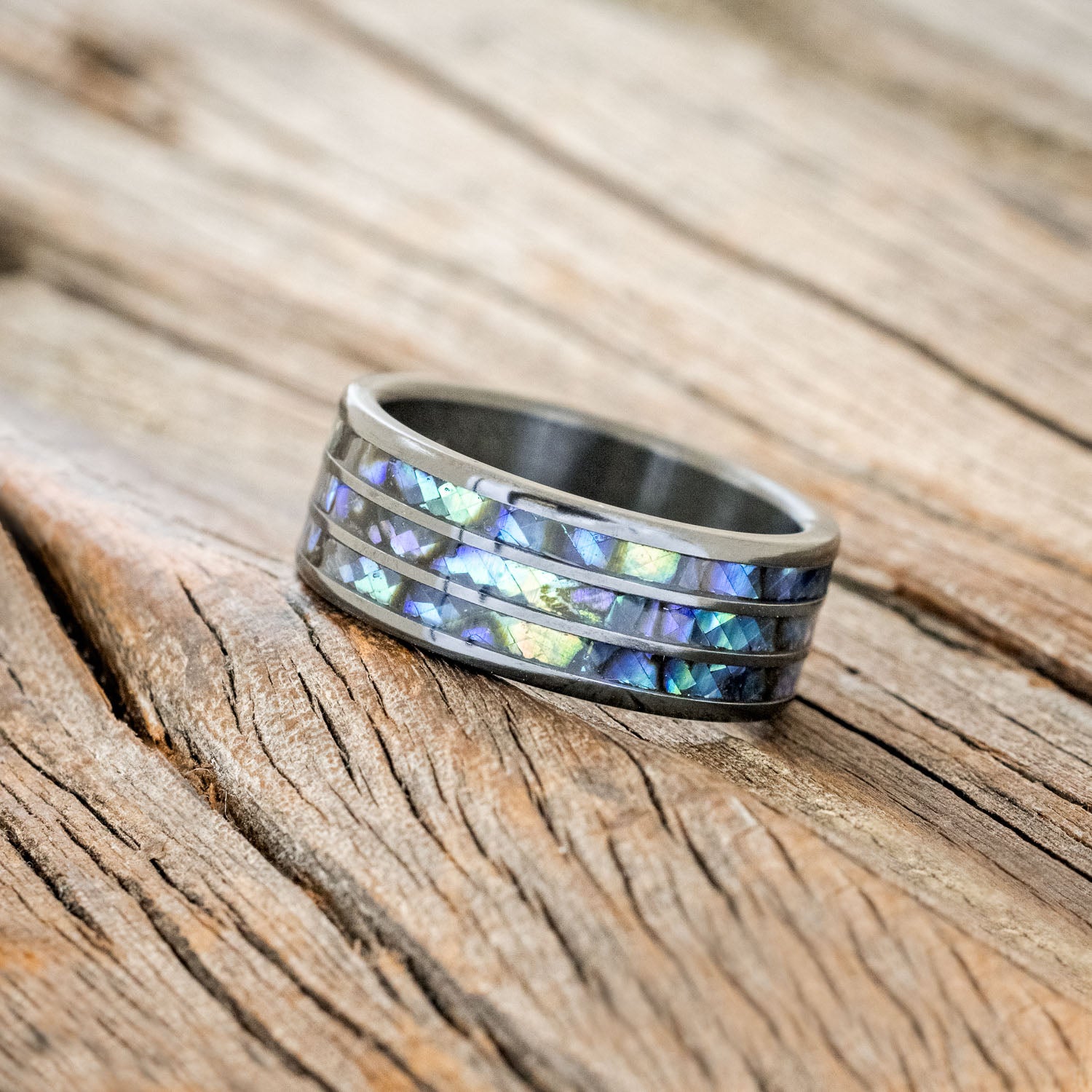 "RIO" - PAUA SHELL WEDDING BAND-2