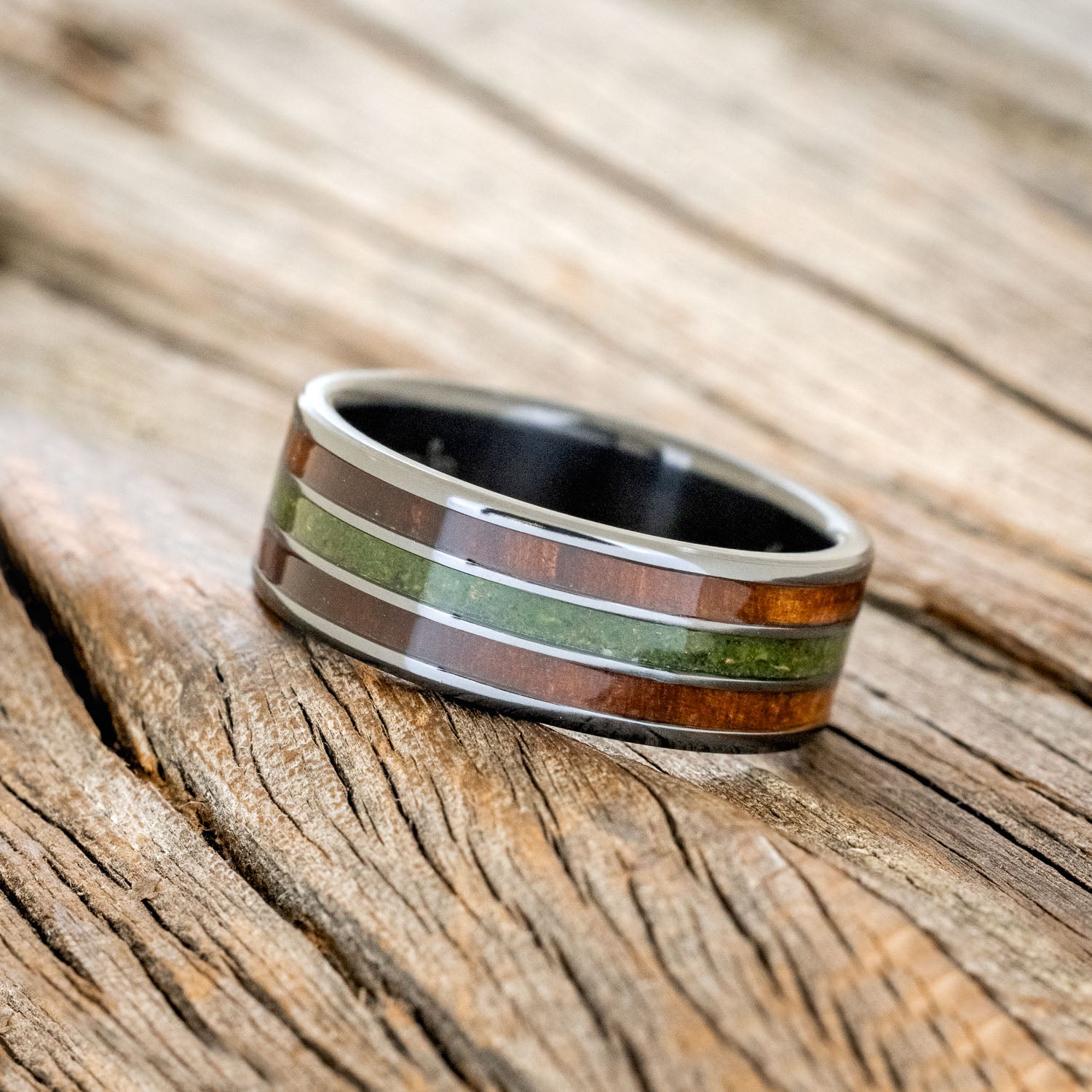 "RIO" - REDWOOD & MOSS WEDDING BAND-8