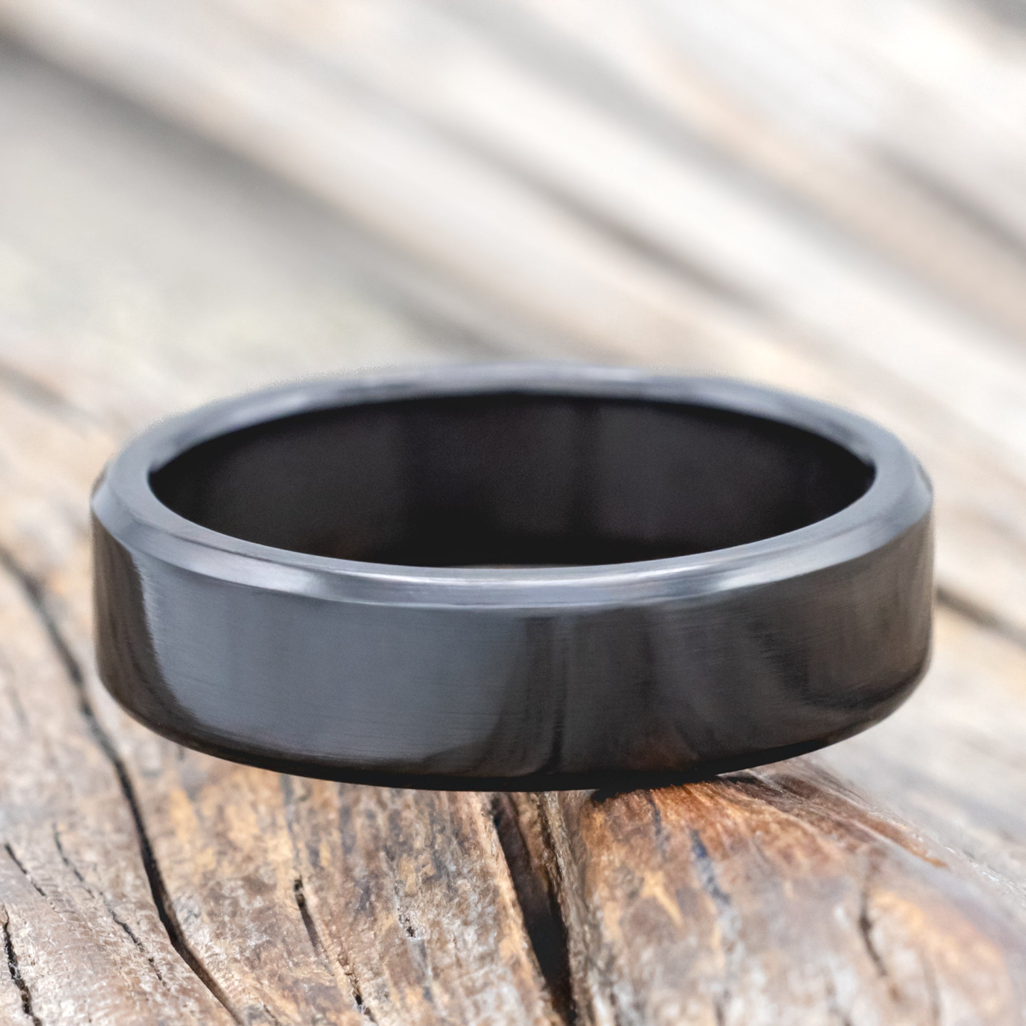 SOLID METAL HAND-TURNED WEDDING BAND WITH CUSTOM FINISH-Staghead Designs