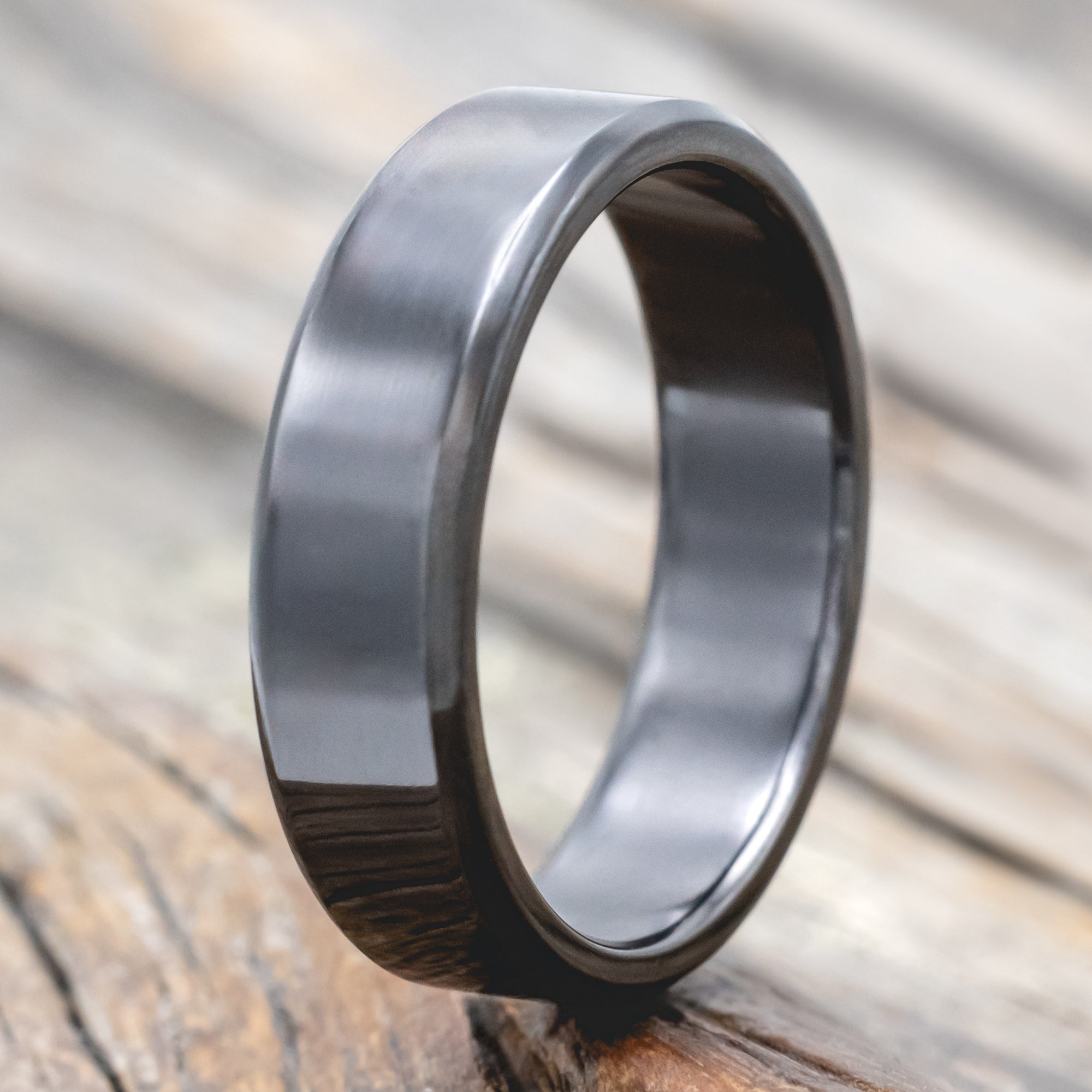 SOLID METAL HAND-TURNED WEDDING BAND WITH CUSTOM FINISH-Staghead Designs