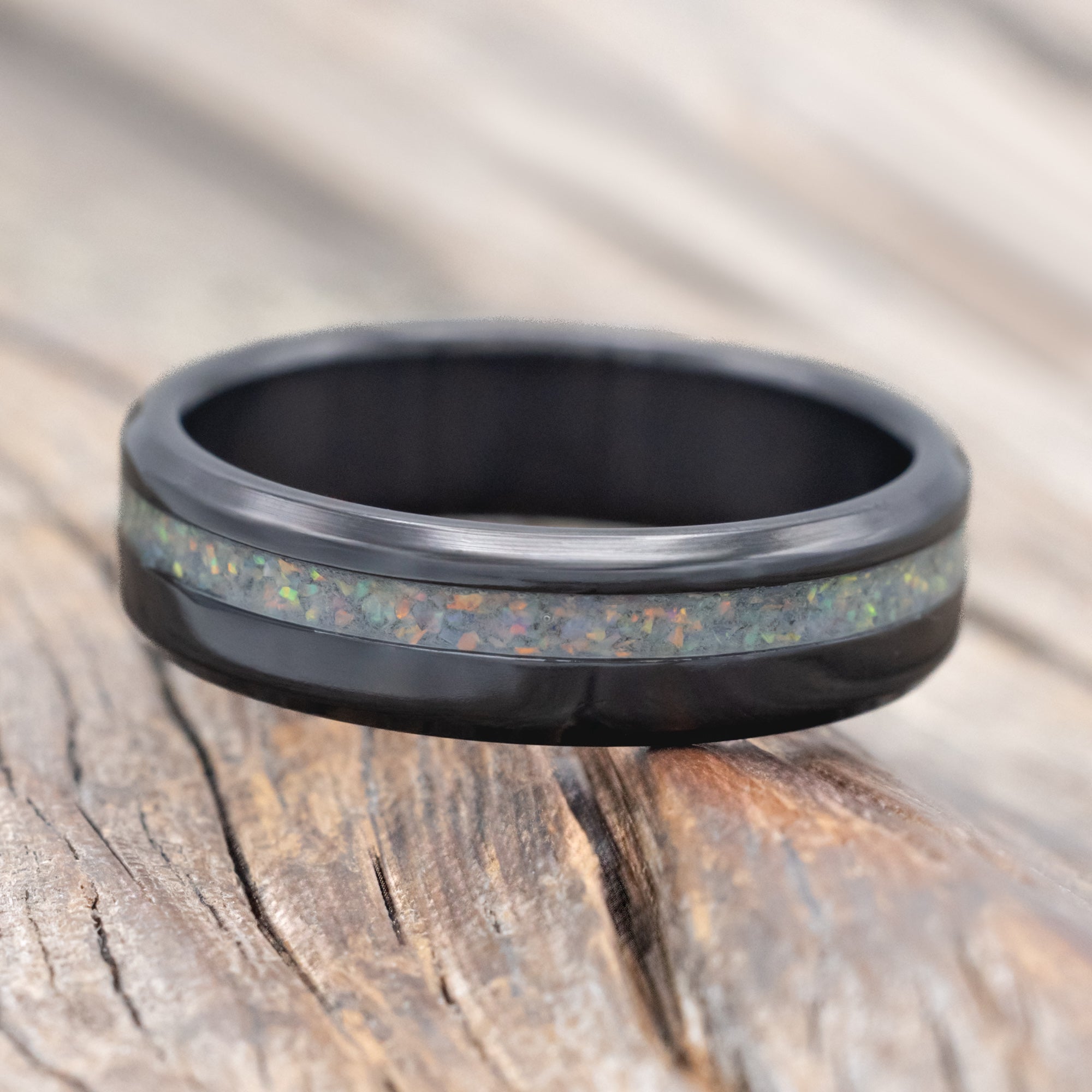 "VERTIGO" - FIRE & ICE OPAL WEDDING BAND-Staghead Designs