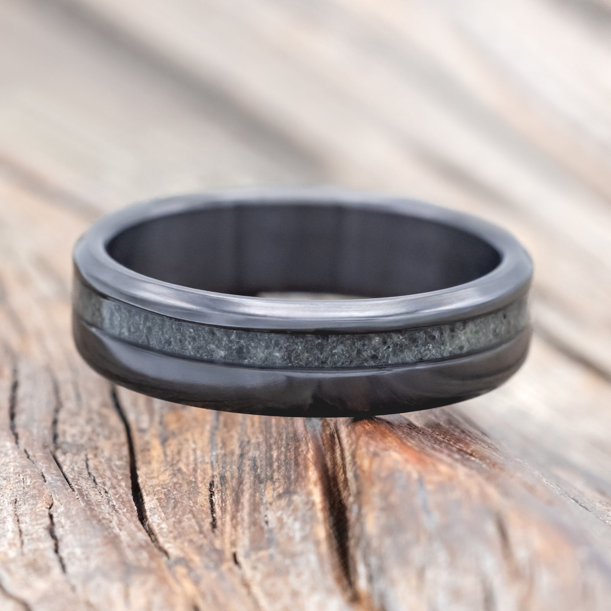 "VERTIGO" - MOSS AGATE WEDDING BAND-Staghead Designs