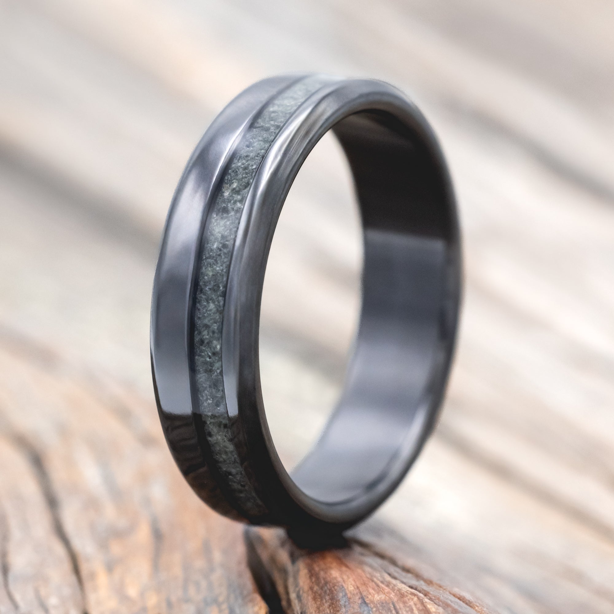 "VERTIGO" - MOSS AGATE WEDDING BAND-Staghead Designs