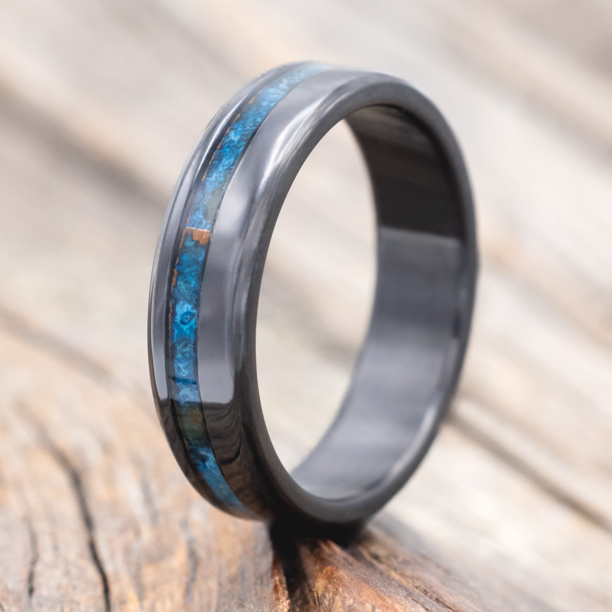 "VERTIGO" - OFFSET PATINA COPPER WEDDING BAND-Staghead Designs
