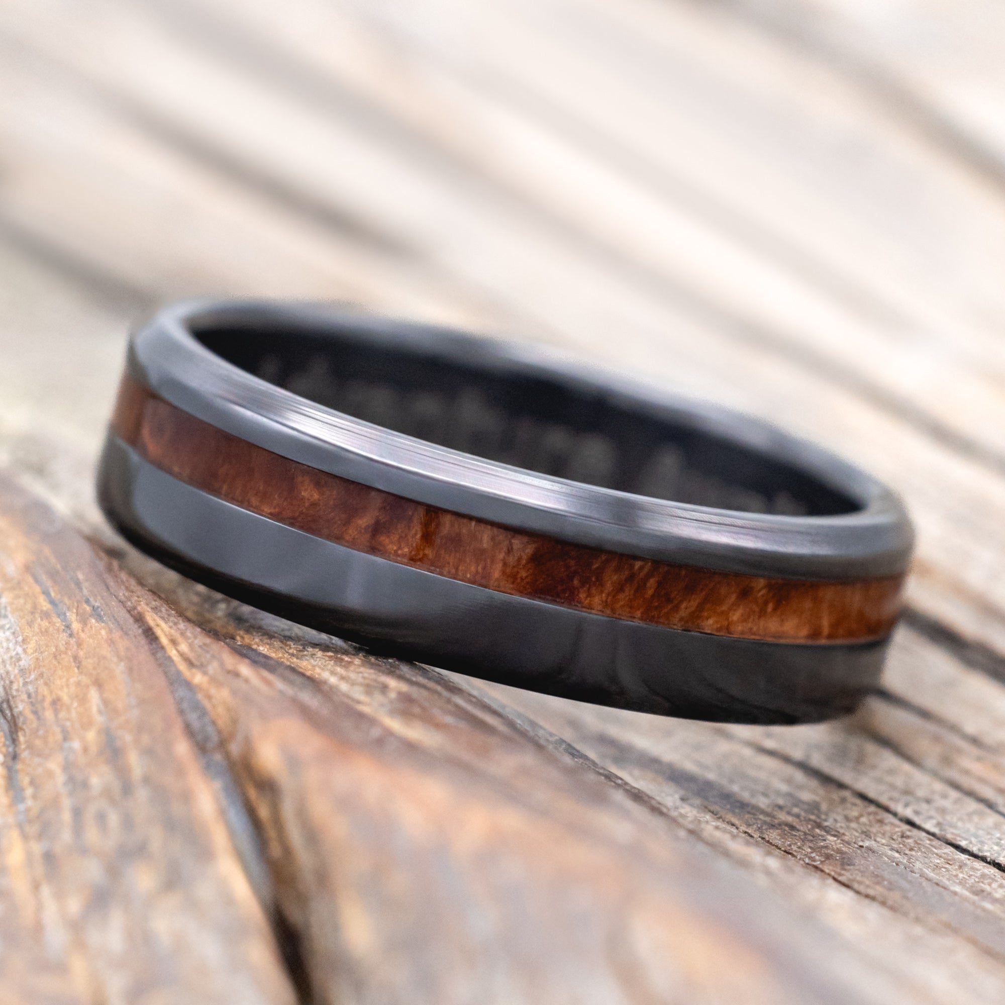 "VERTIGO" - REDWOOD WEDDING RING-Staghead Designs
