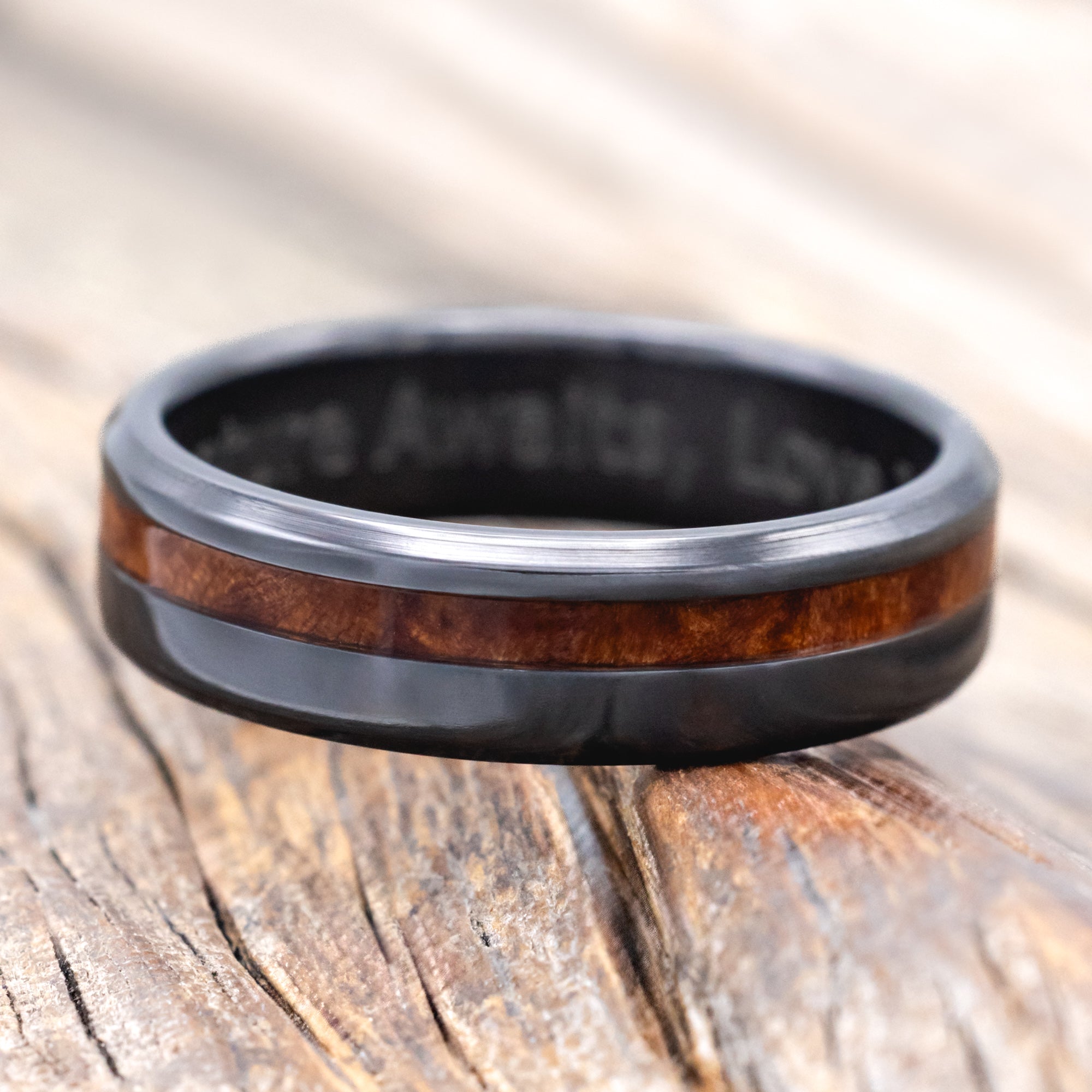 "VERTIGO" - REDWOOD WEDDING RING-Staghead Designs