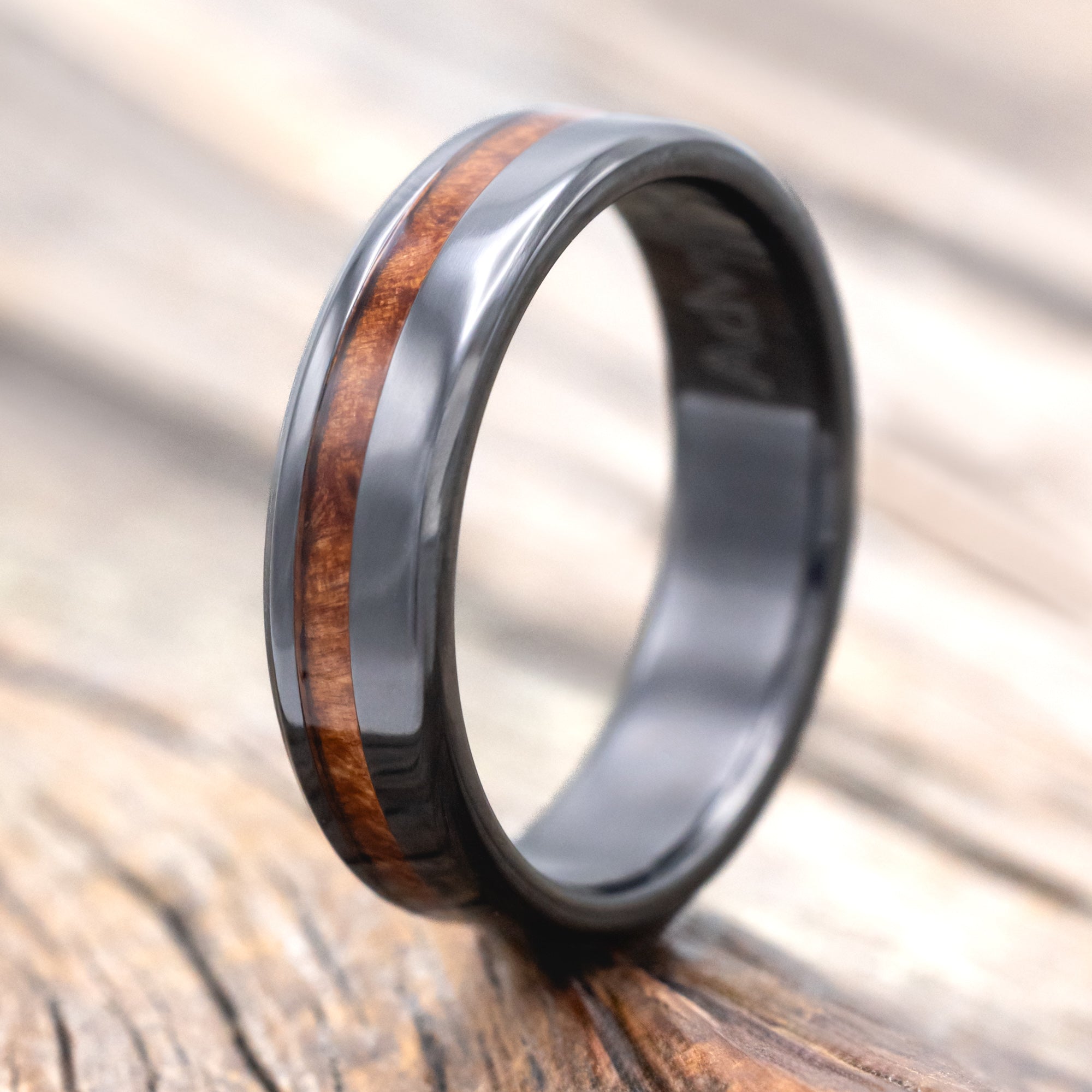 "VERTIGO" - REDWOOD WEDDING RING-Staghead Designs