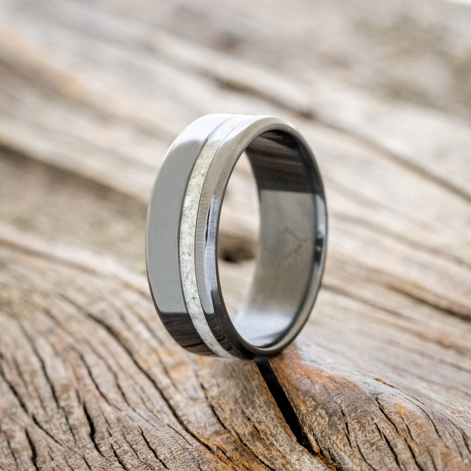 "VERTIGO" - ELK TOOTH IVORY WEDDING RING-4