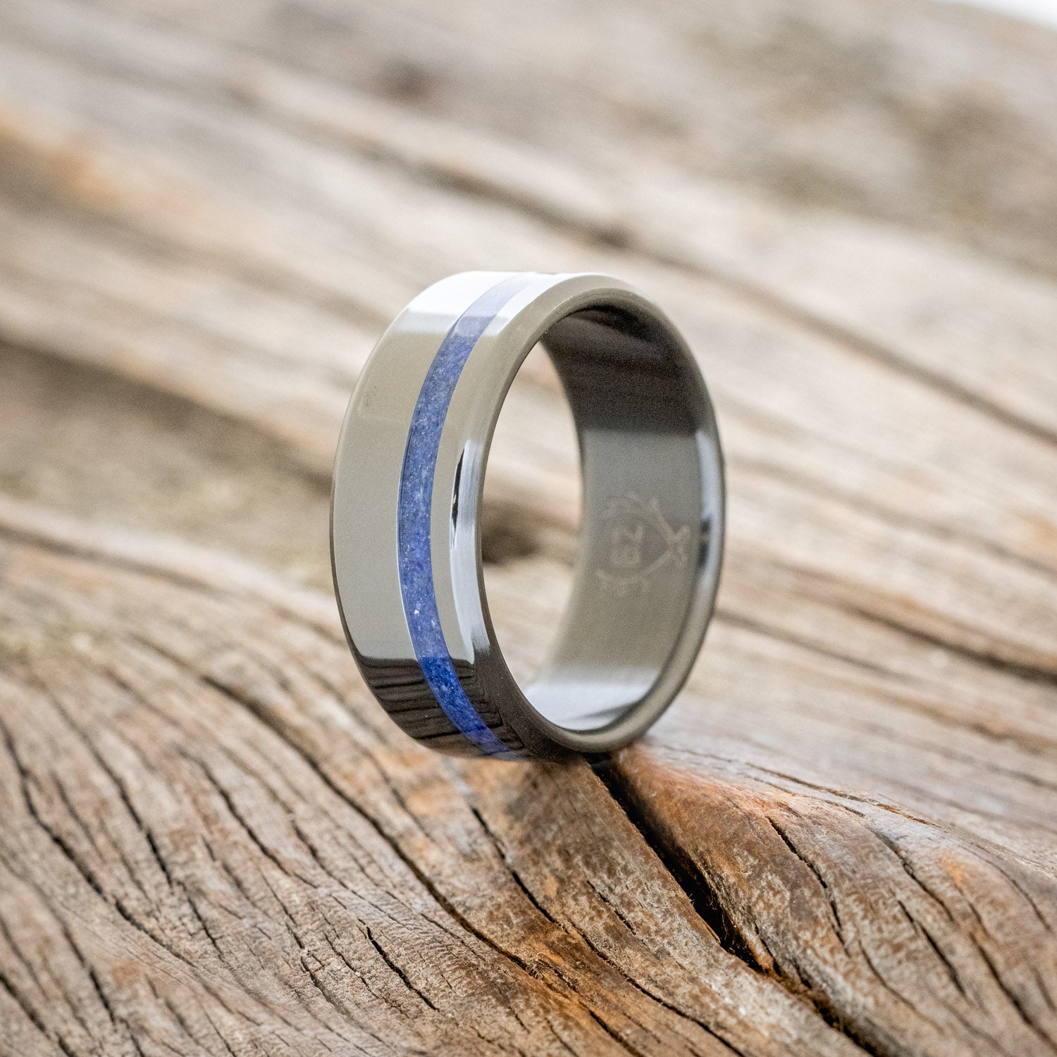 "VERTIGO" - WEDDING BAND WITH SINGLE INLAY-Staghead Designs