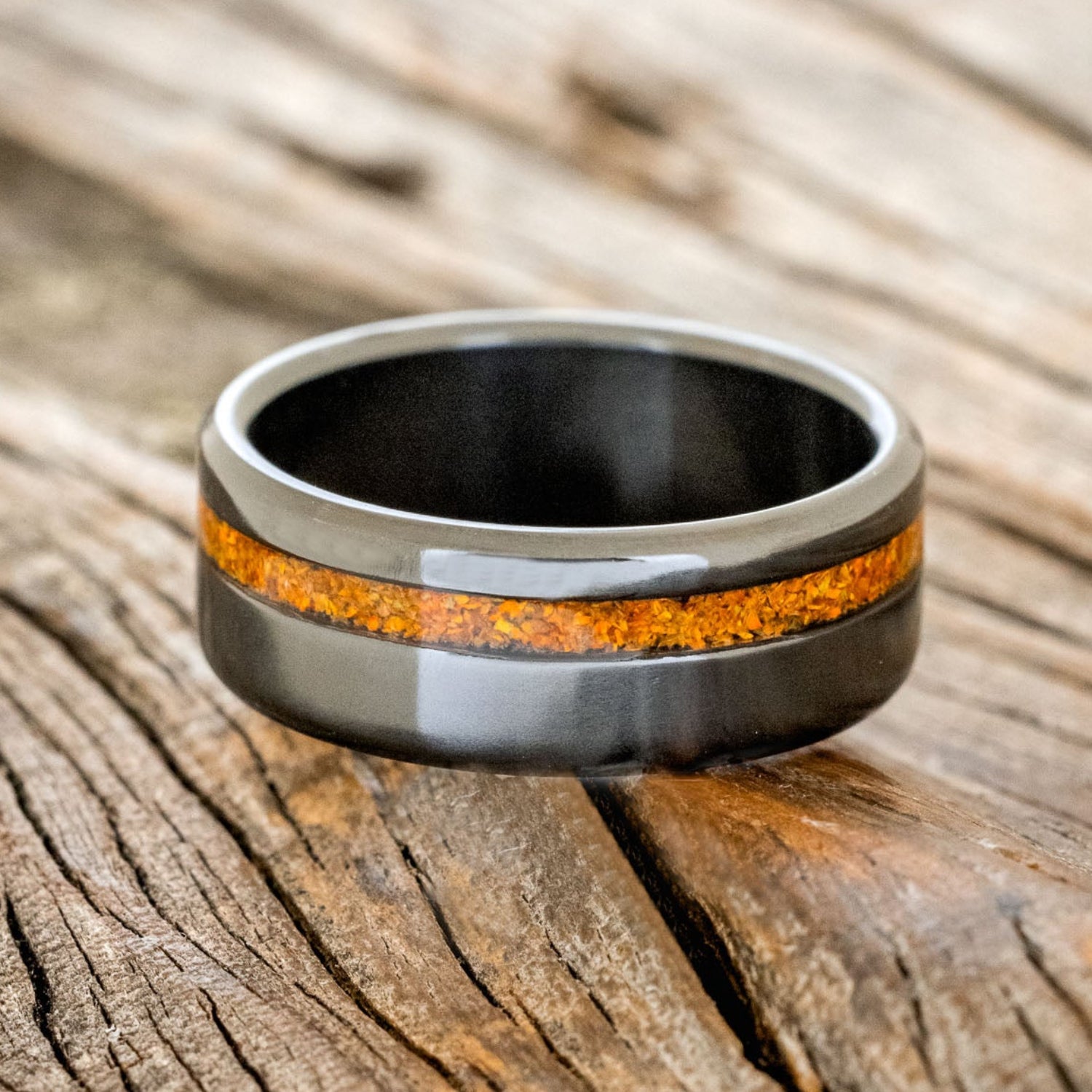"VERTIGO" - ORANGE OPAL WEDDING RING-8