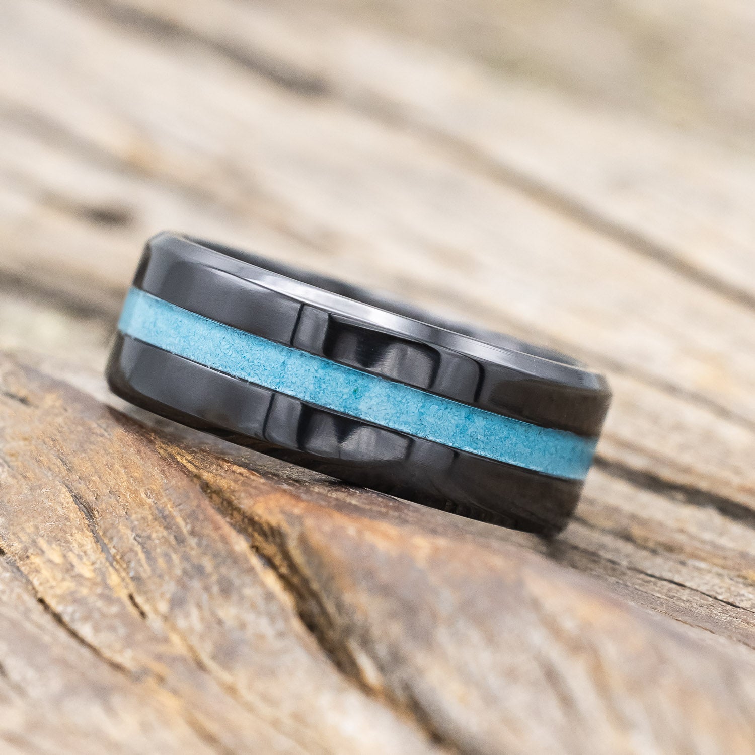 "NIRVANA" - CENTERED INLAY WEDDING BAND-Staghead Designs