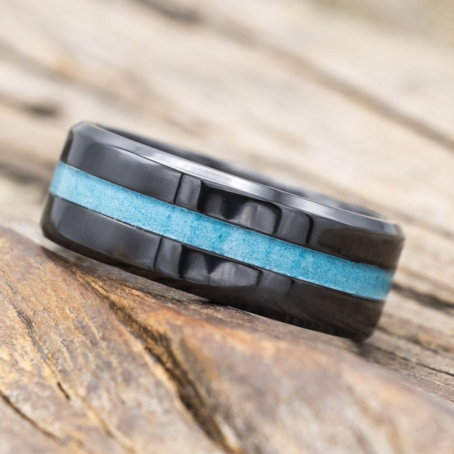 "NIRVANA" - CENTERED INLAY WEDDING BAND-Staghead Designs