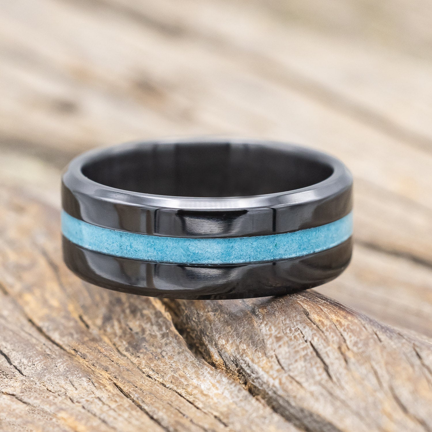 "NIRVANA" - CENTERED INLAY WEDDING BAND-Staghead Designs